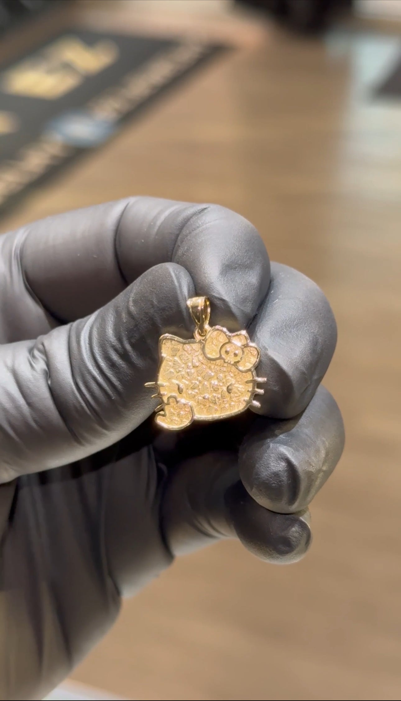 10k Angry Hello Kitty Pendant