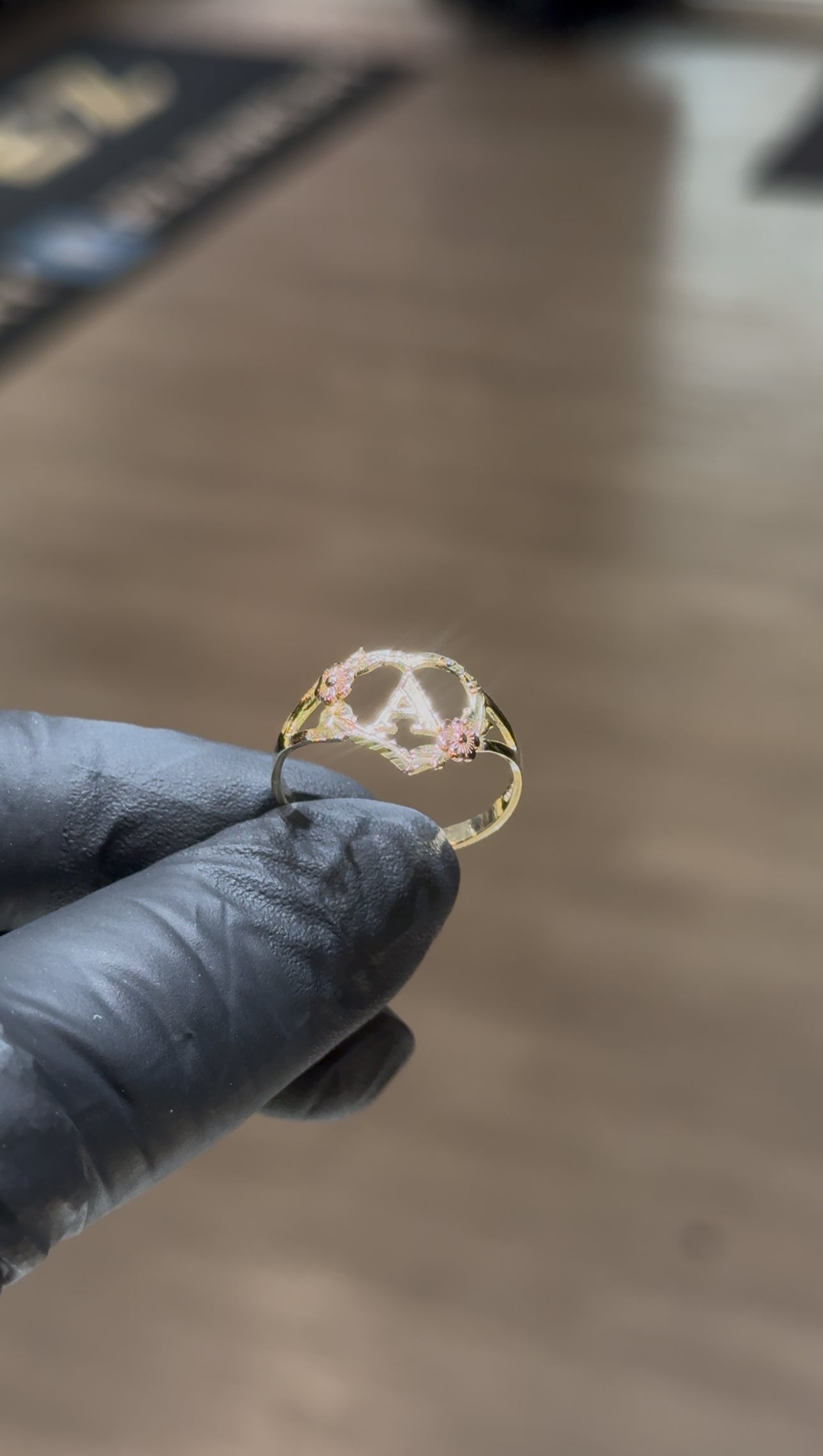 10k Rose Initial Ring