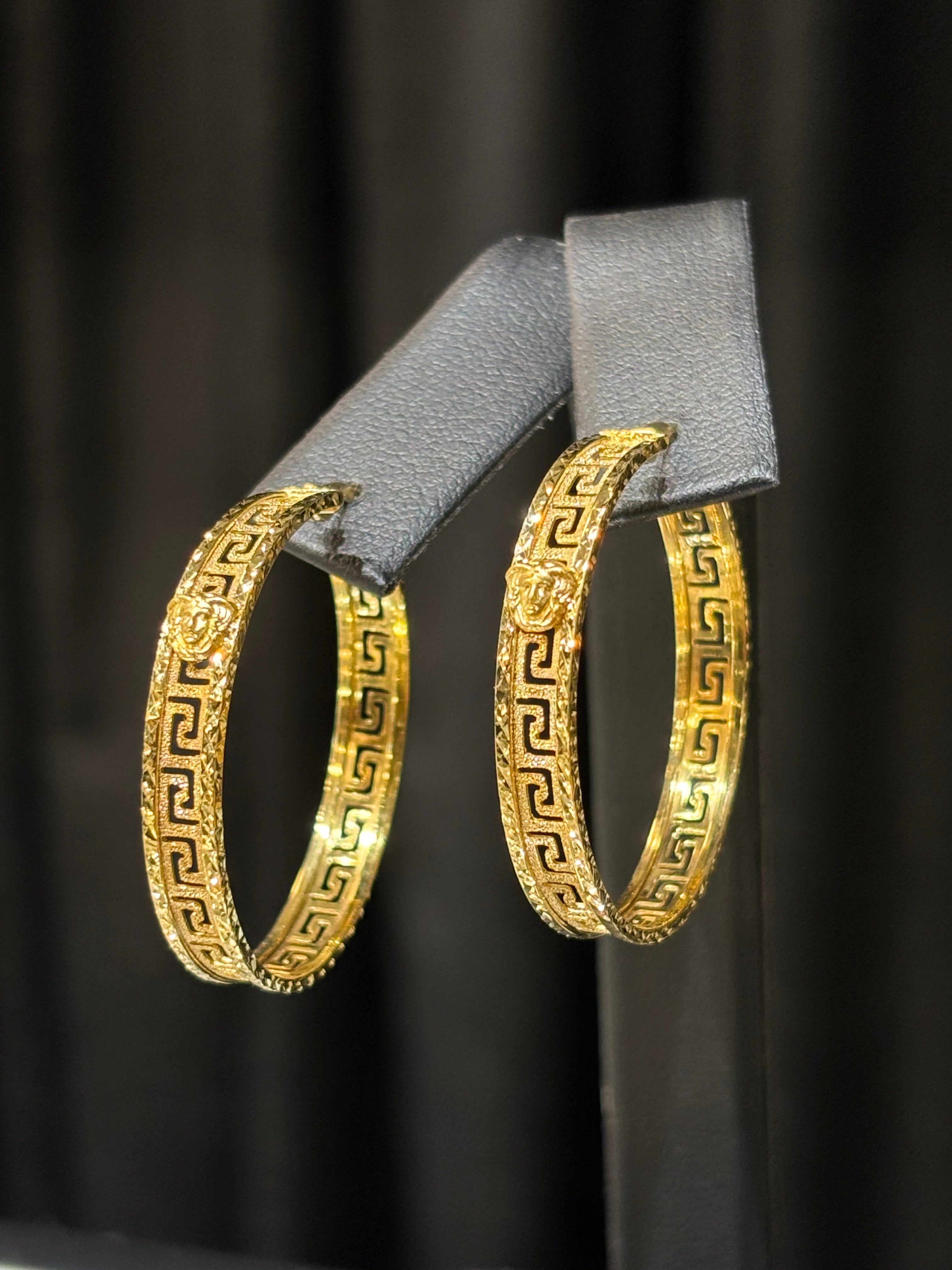 10k Versace Medusa Hoops