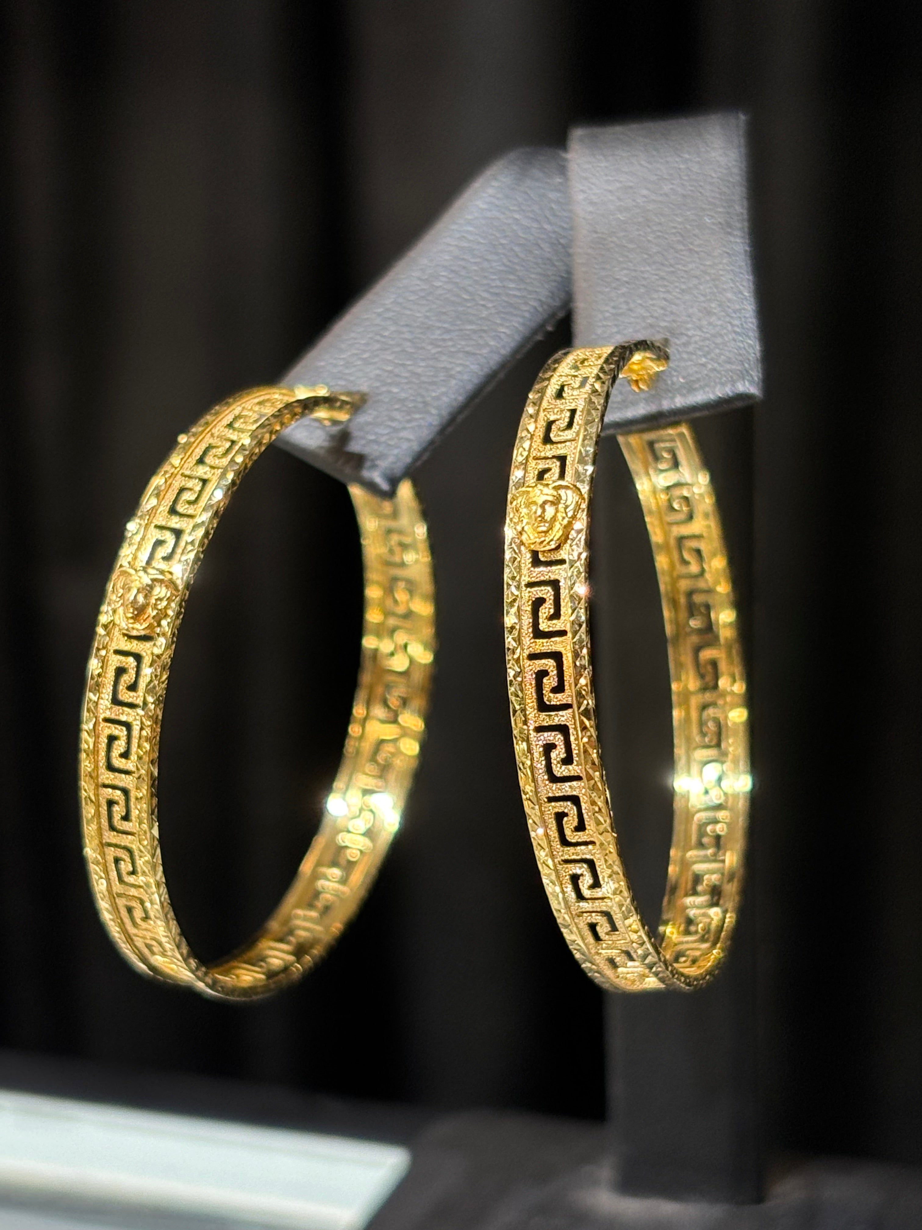10k Versace Medusa Hoops
