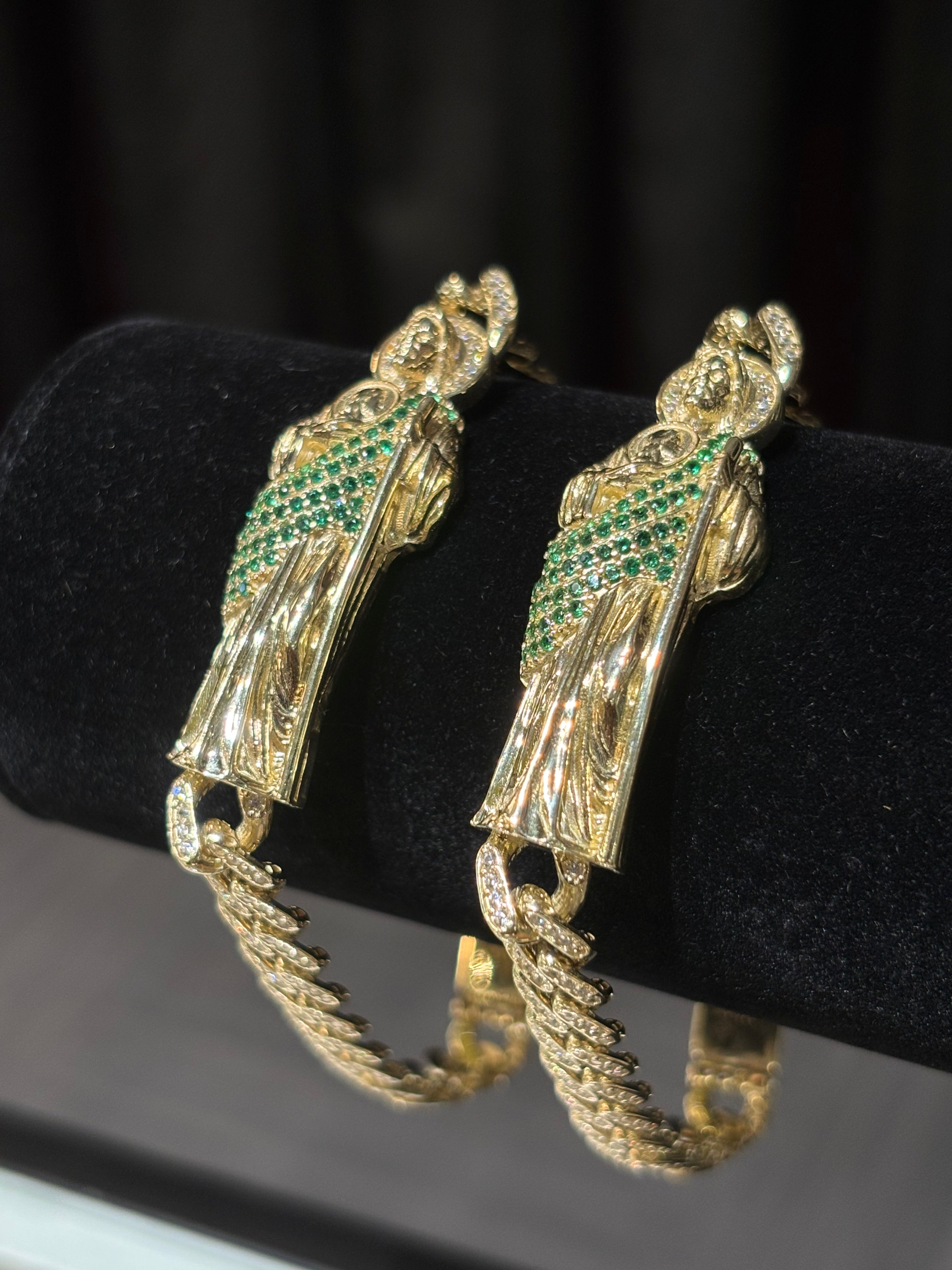 14k Iced-Out Crystal Encrusted San Judas Bracelet