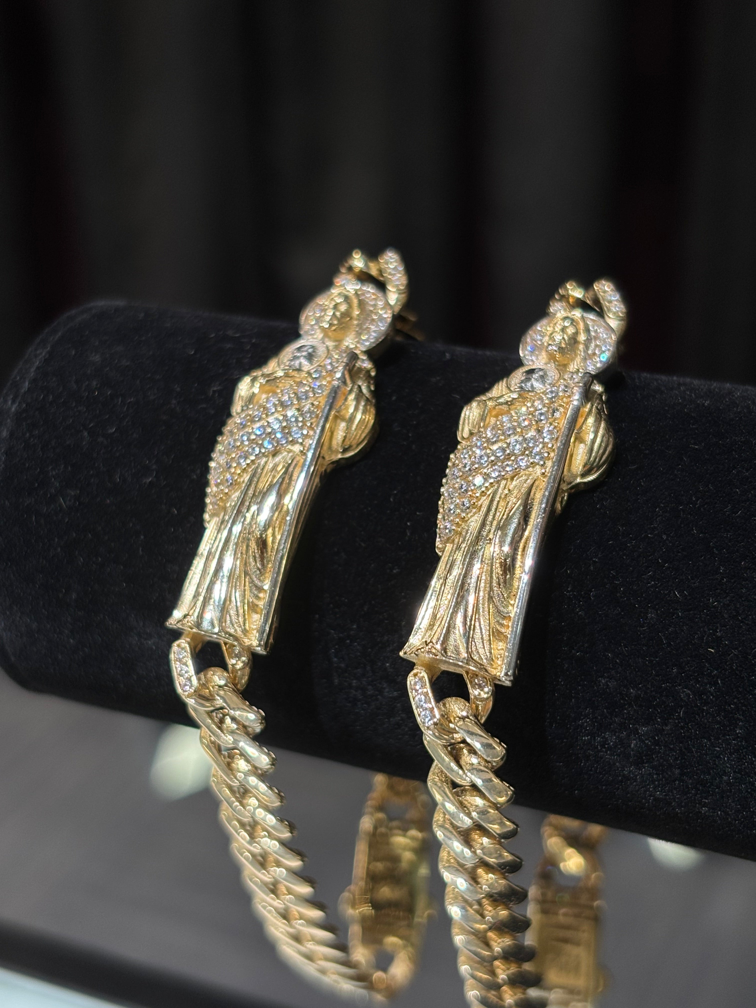 14k Iced-Out Crystal Encrusted San Judas Bracelet