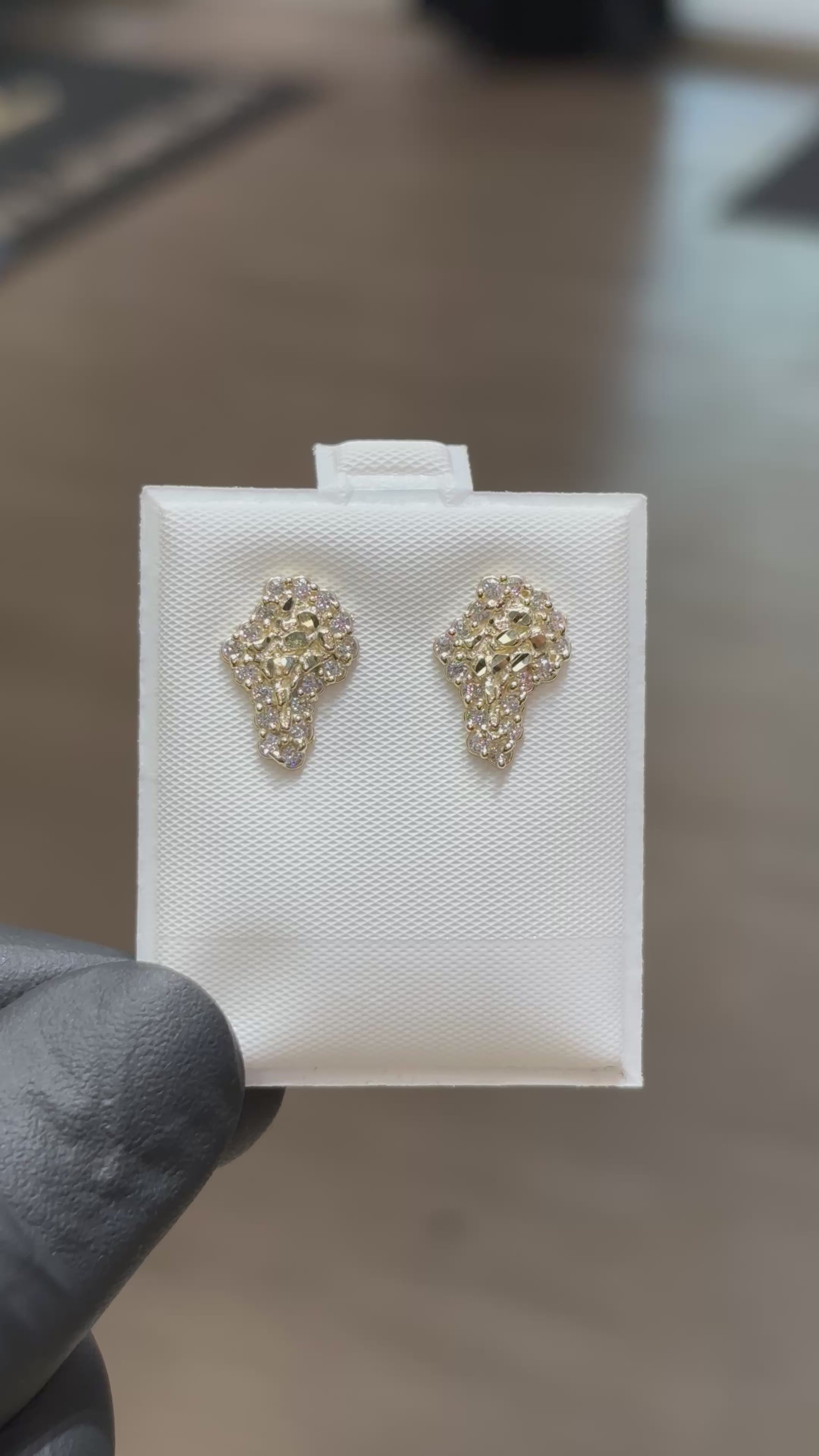 10k Classic Crystal Nugget Earrings