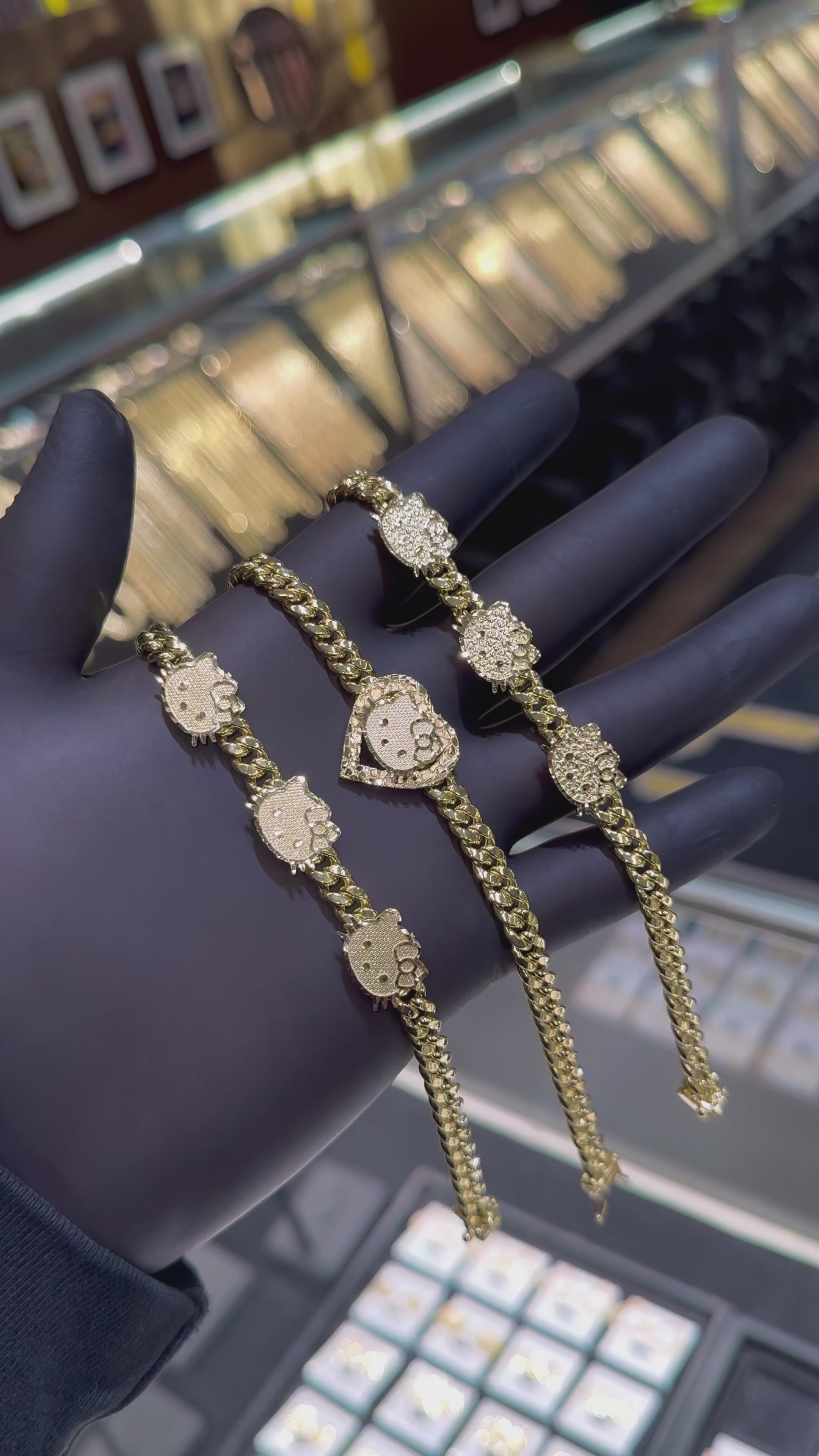 10k Hello Kitty Miami Cuban Bracelet