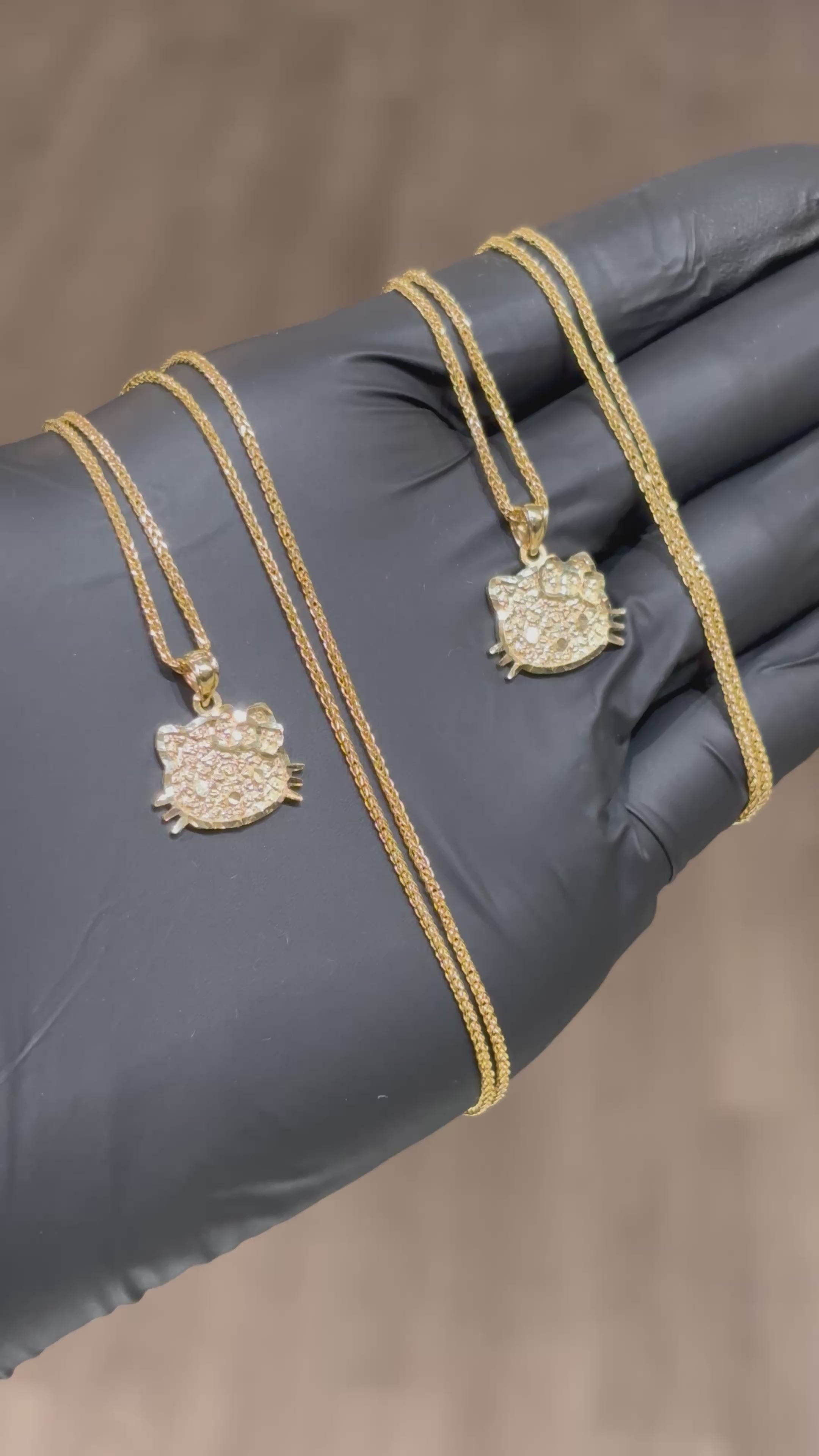 10k Nugget Hello Kitty Chain Set