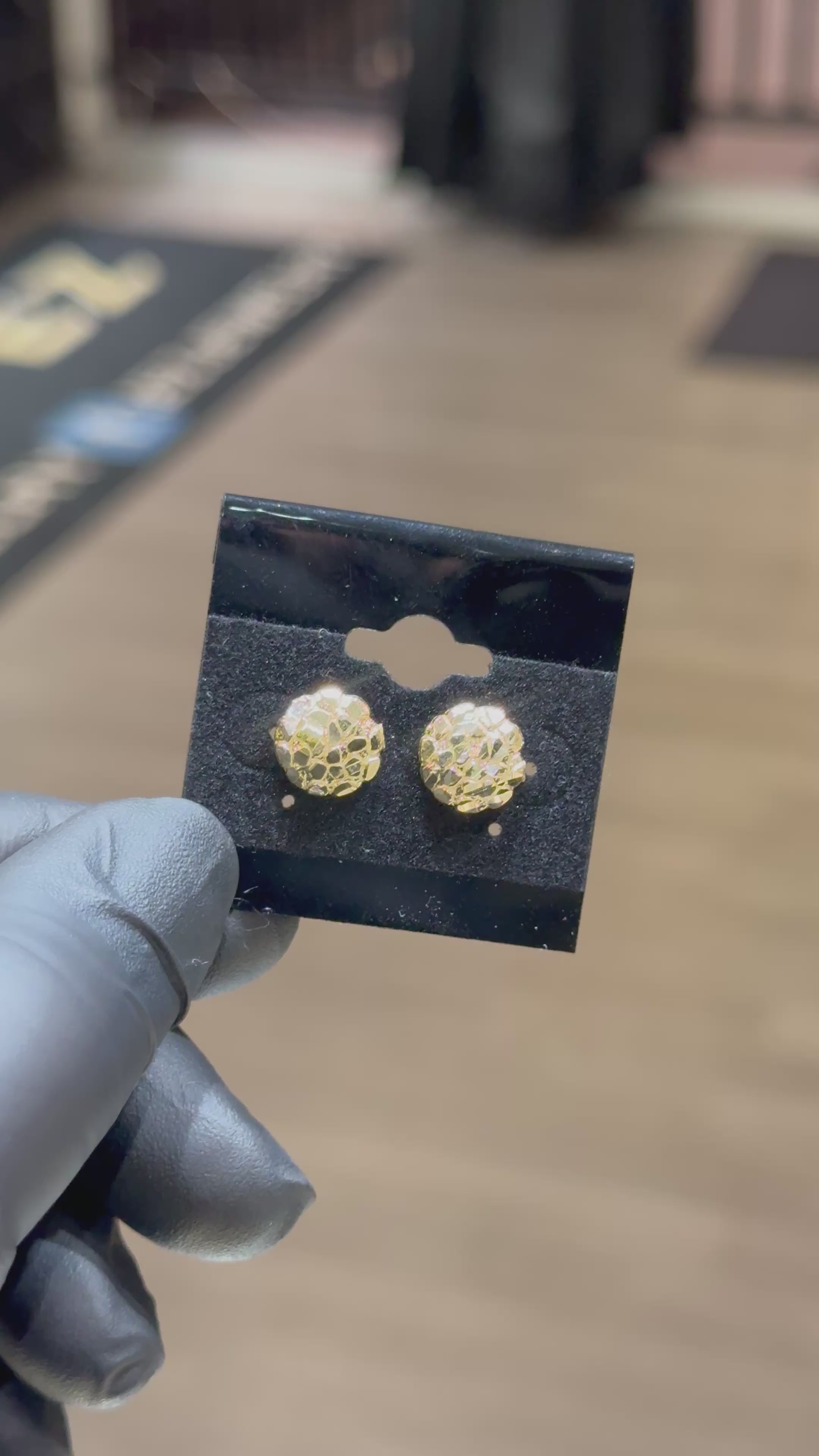 10k Small Bubble Circle/Cookie Nugget Earrings