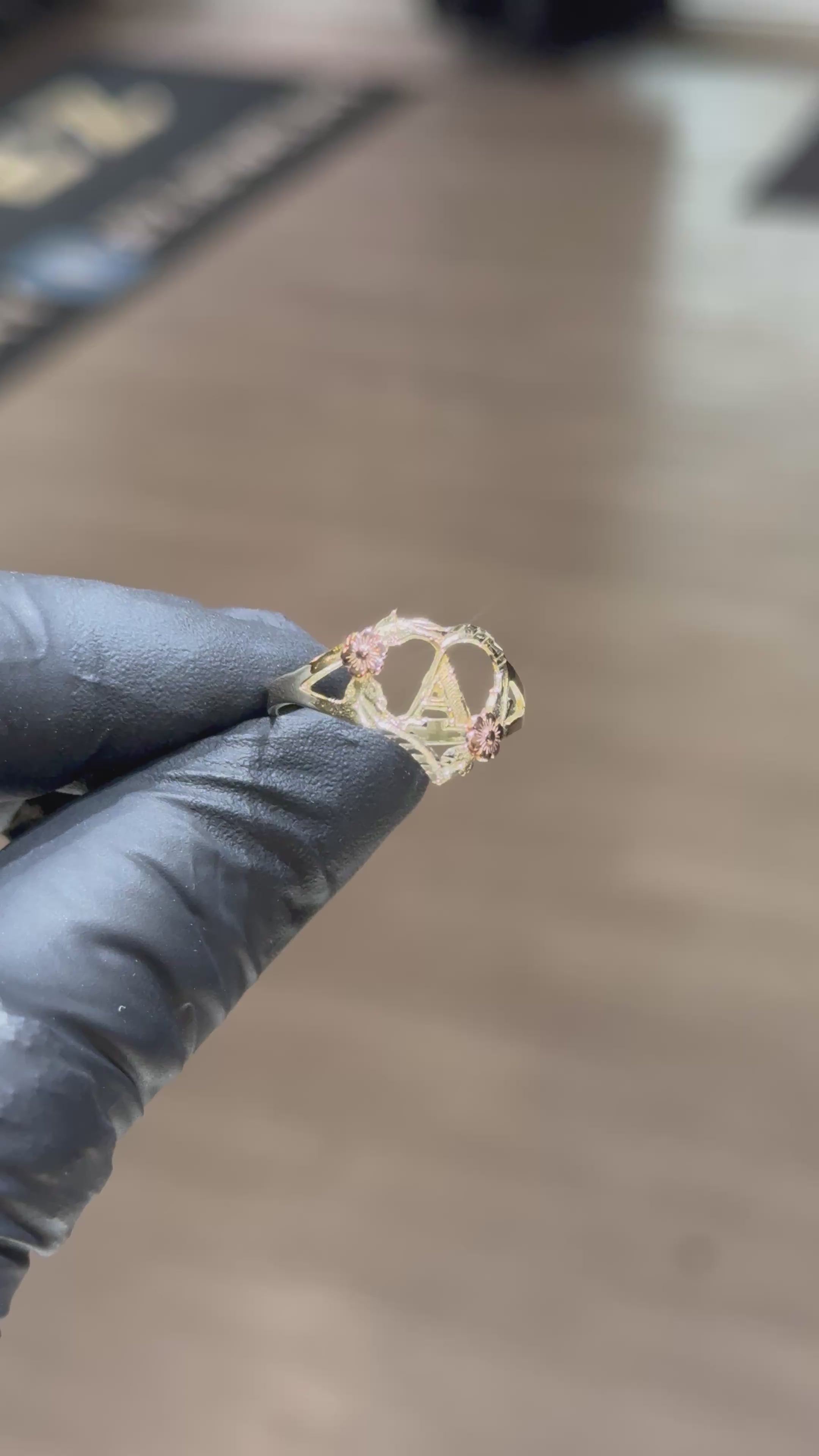 10k Rose Initial Ring