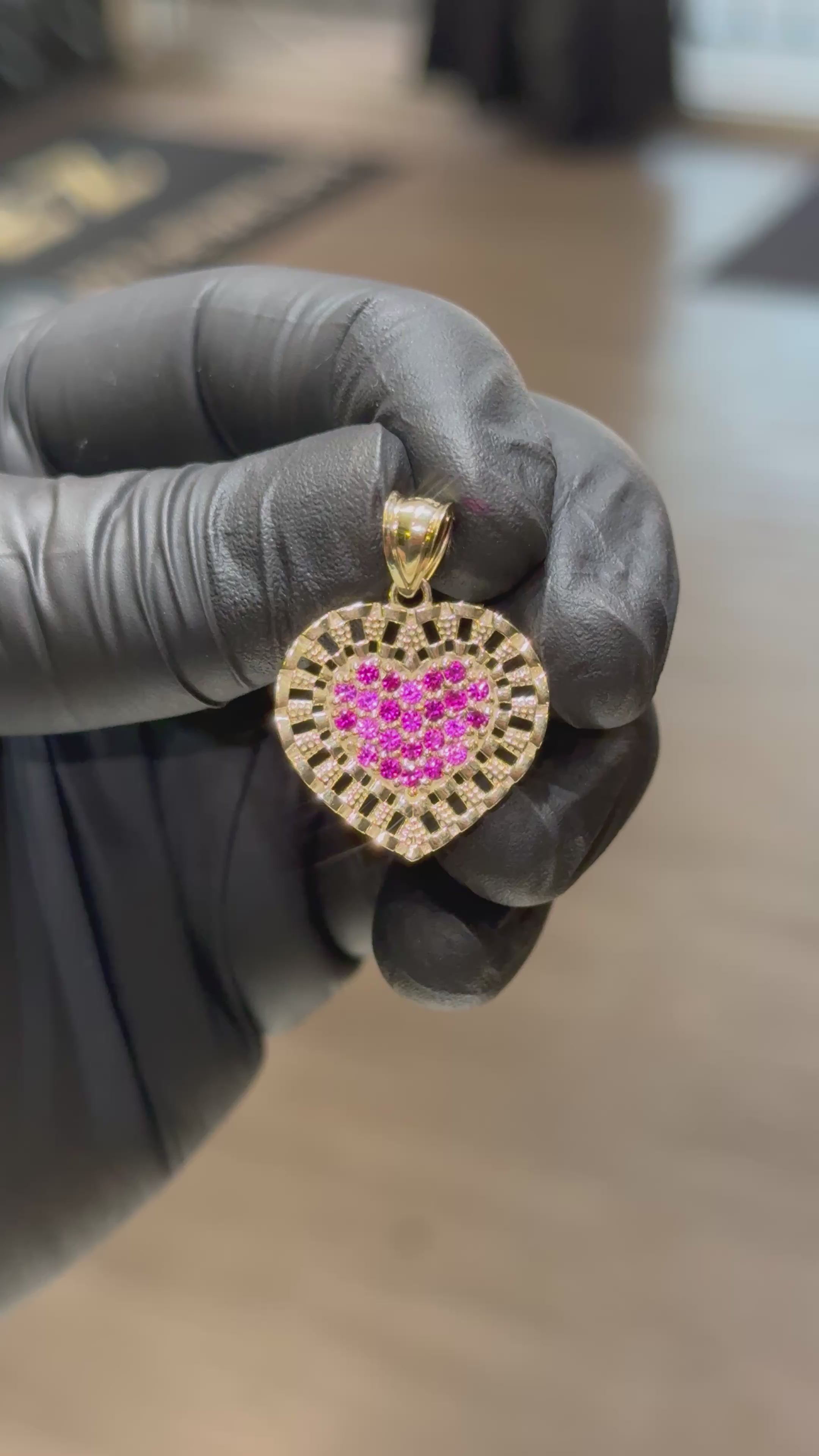 Load video: 10k Rolex Crystal Heart Pendant