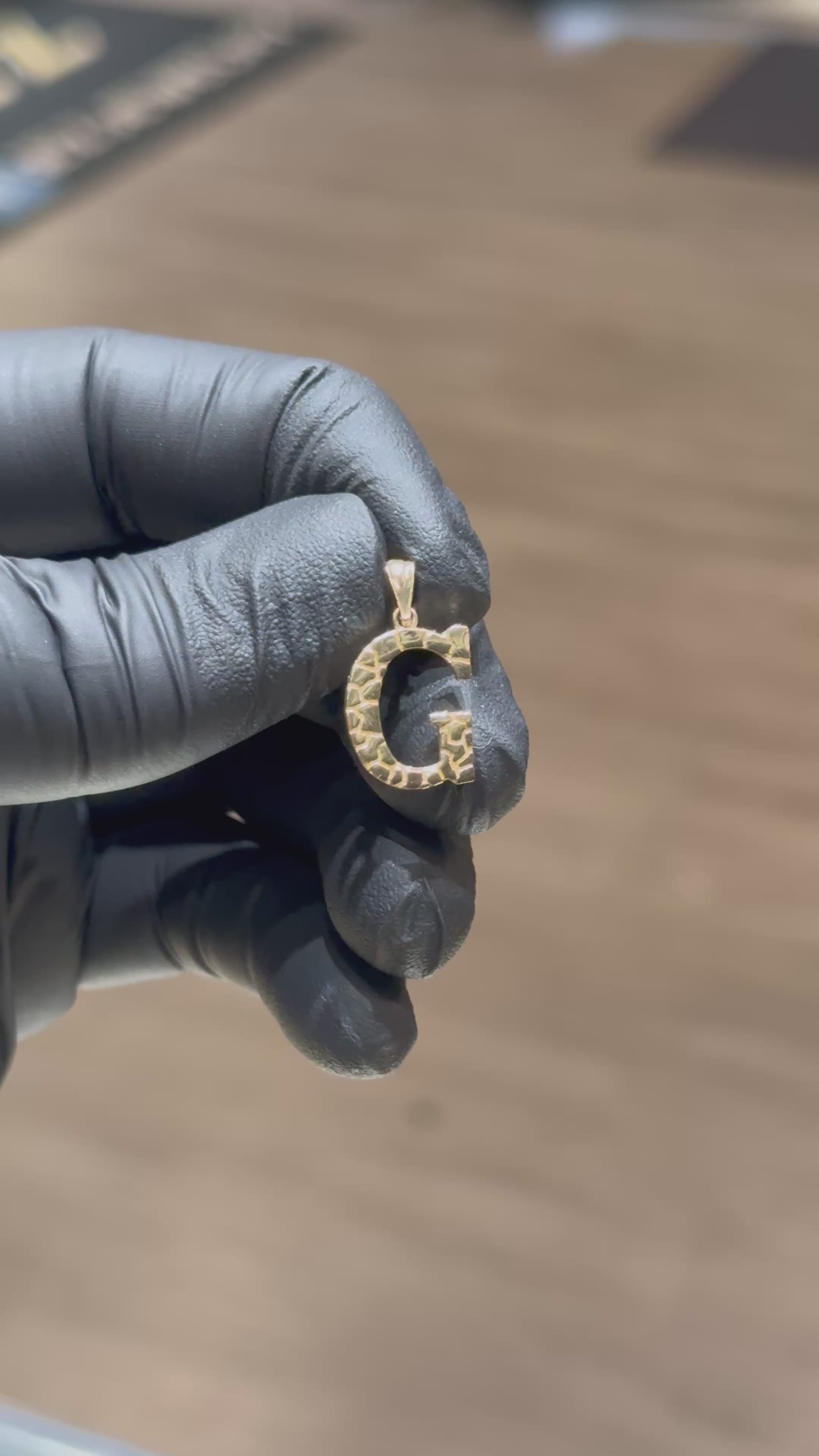 10k Nugget Initial Pendant