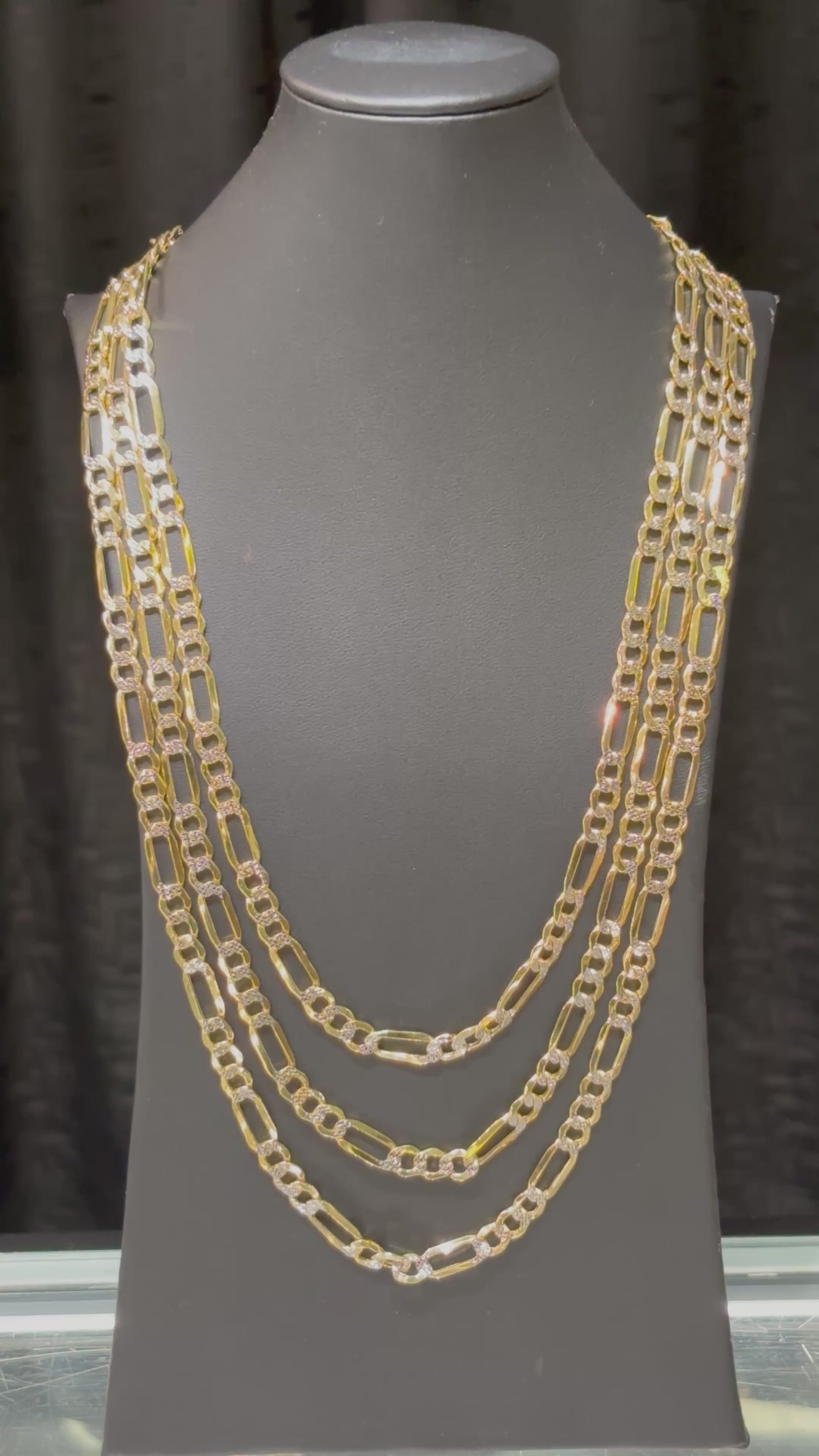 10k 6.3mm Pave Figaro Chain