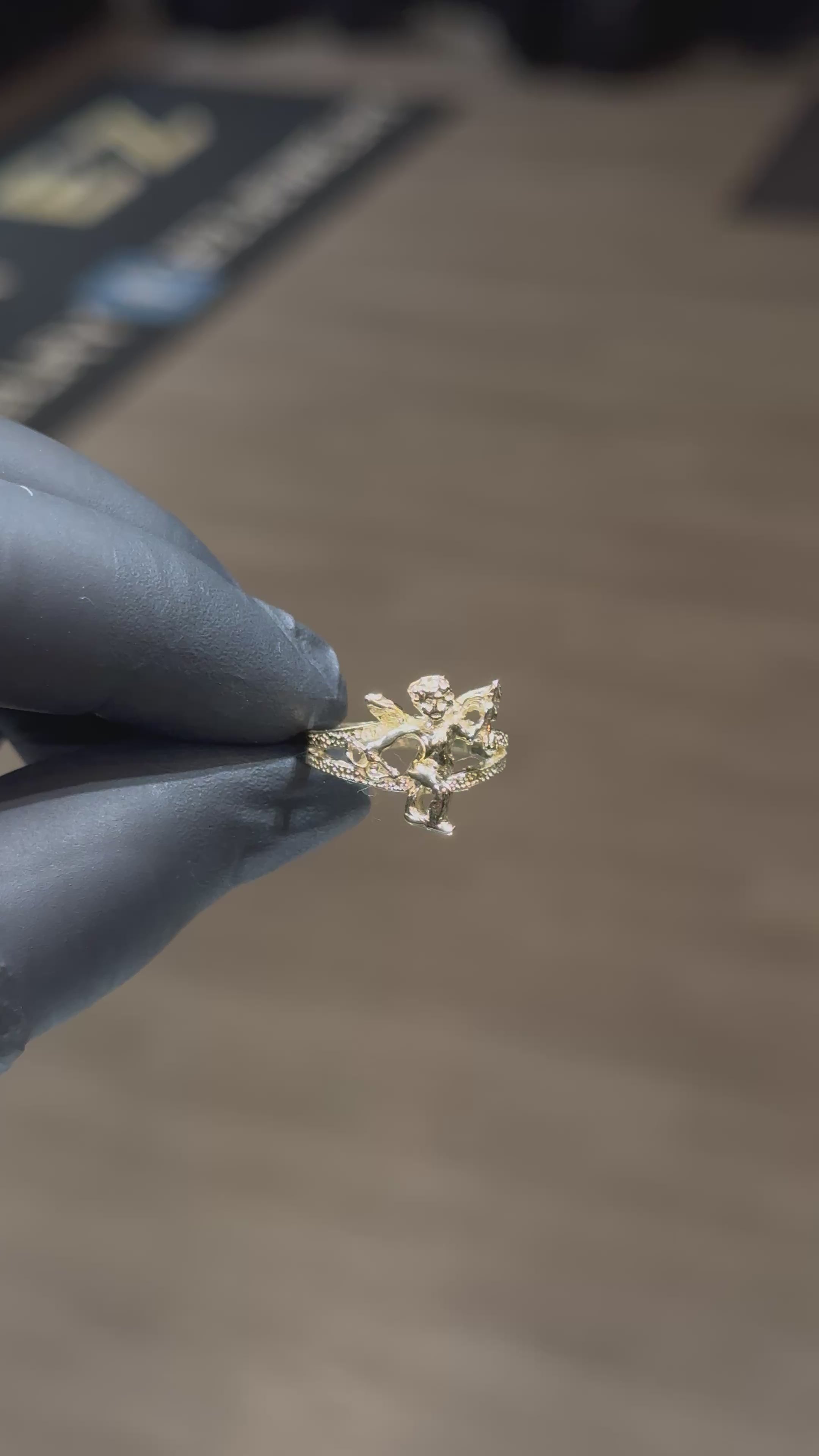 10k 3D Cupid Ring