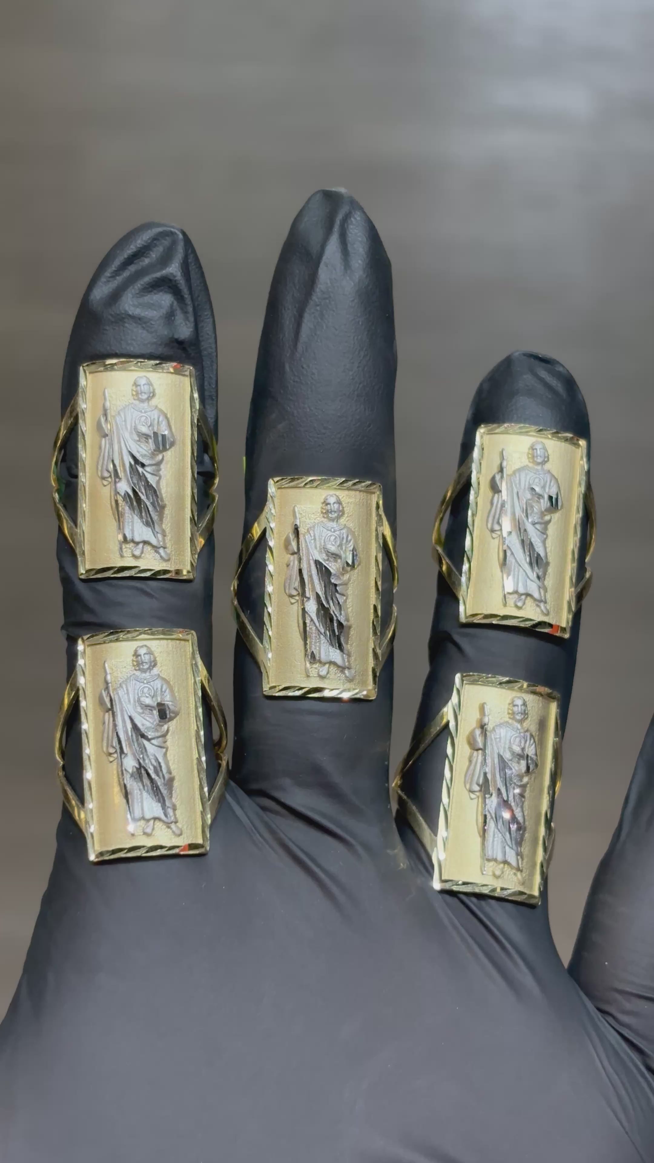 10k Large Two-Tone Shield-Style San Judas Ring