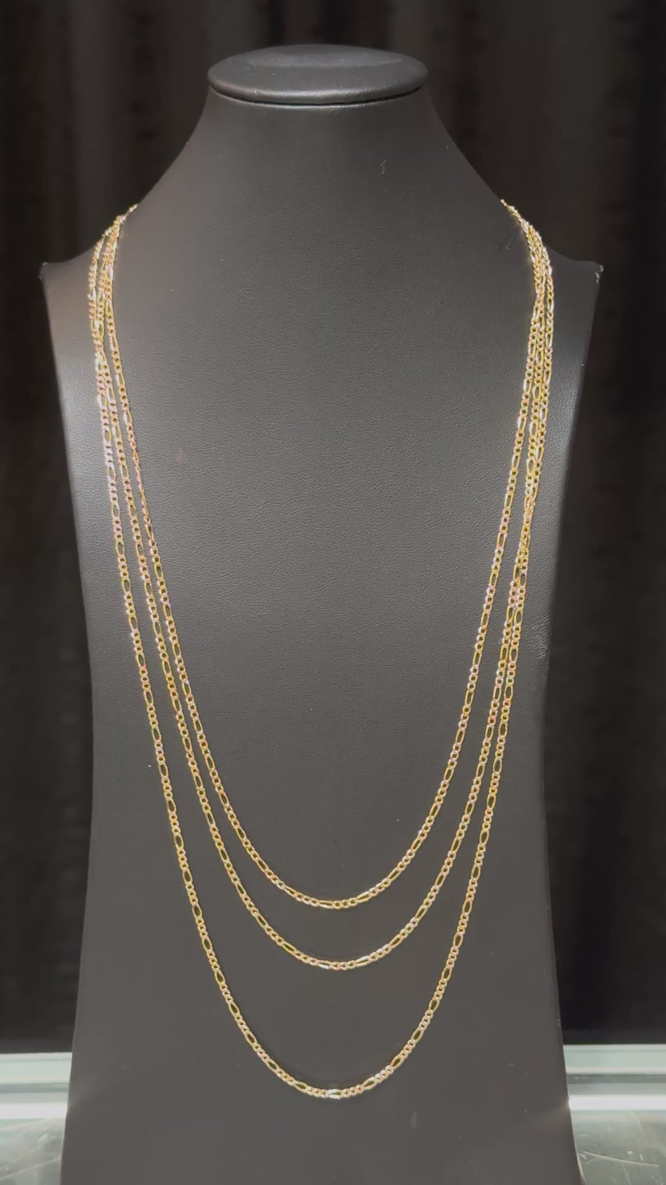 Load video: 10k 2mm Pave Figaro Chain