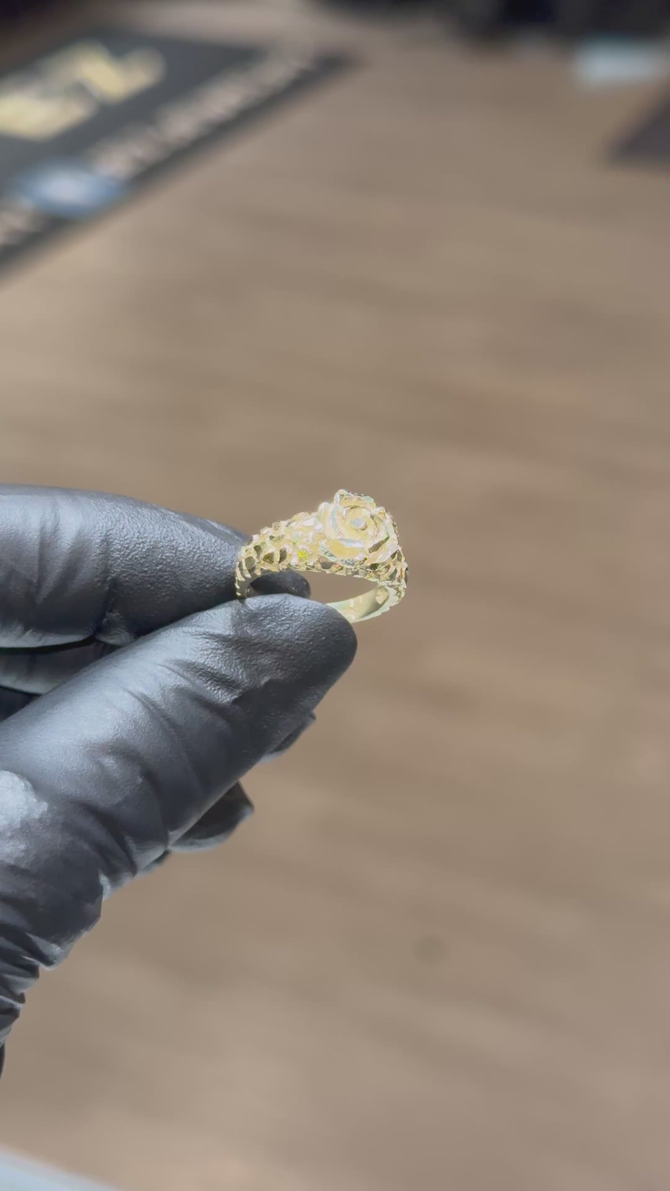 10k Nugget Rose Ring