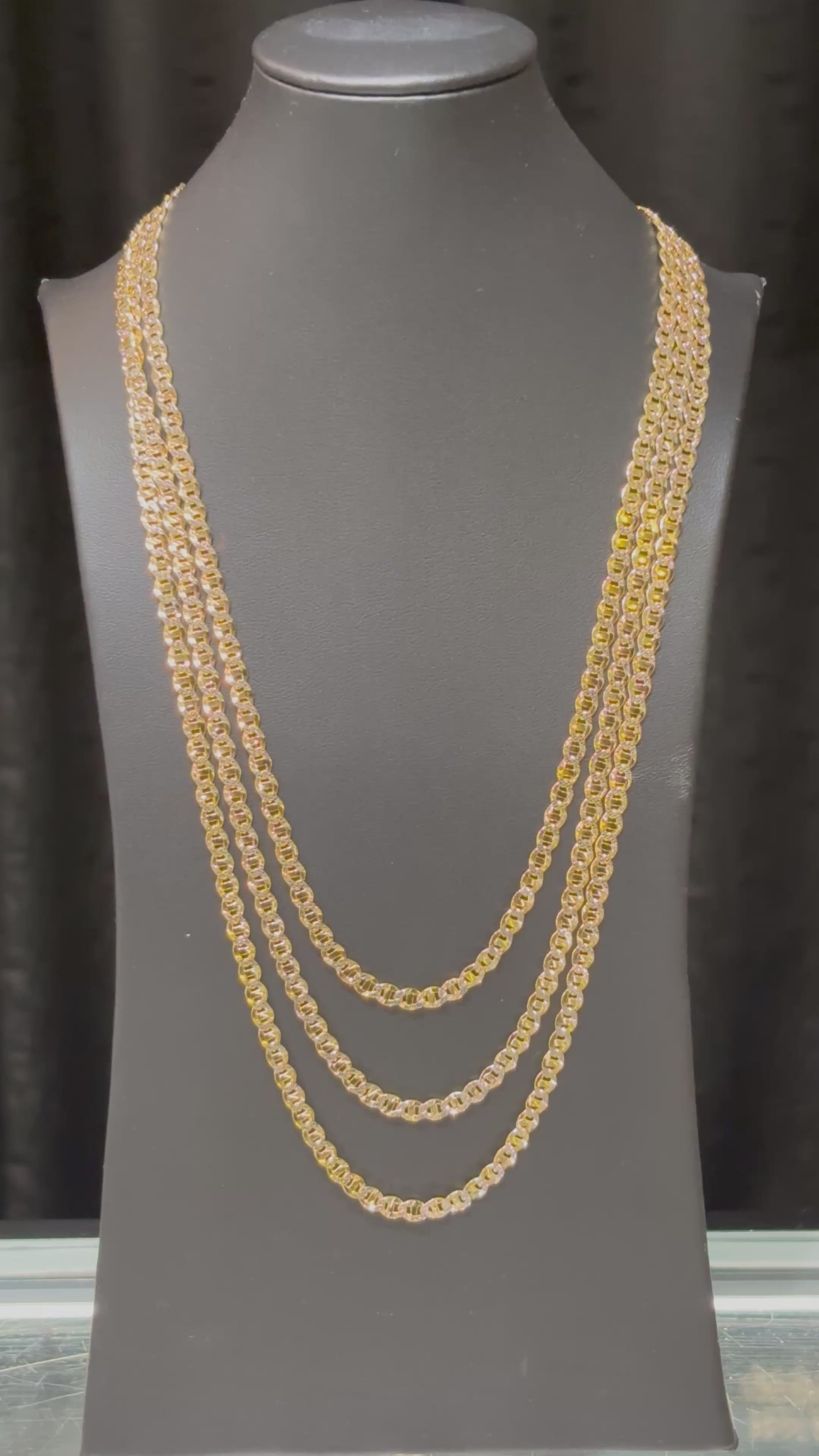 10k 4.3mm Puffed Pave Mariner Chain