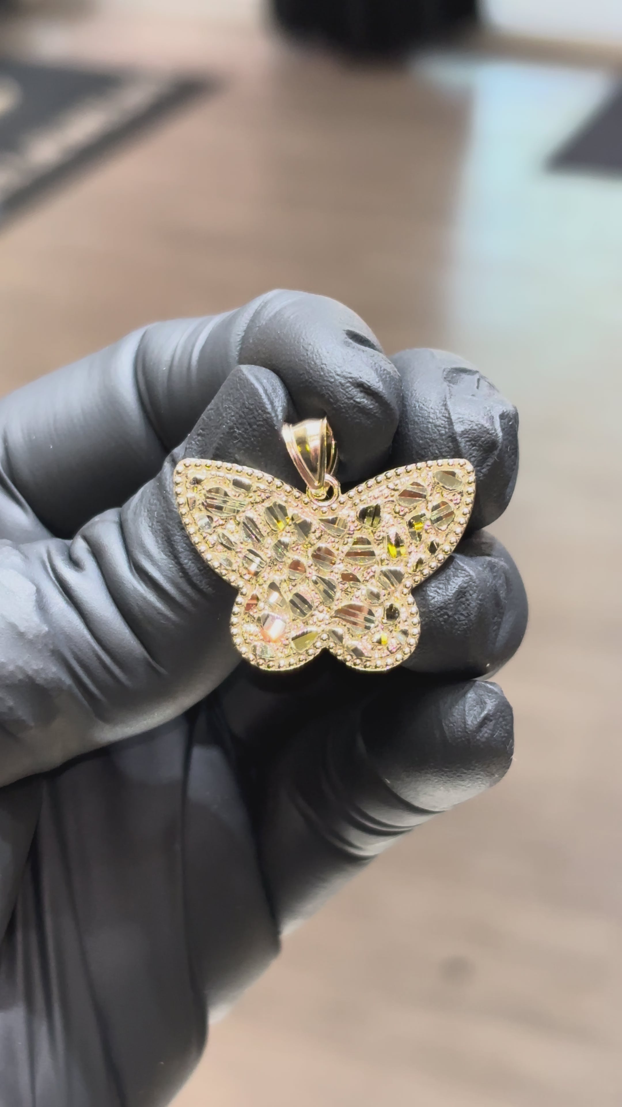 10k Nugget Butterfly Pendant