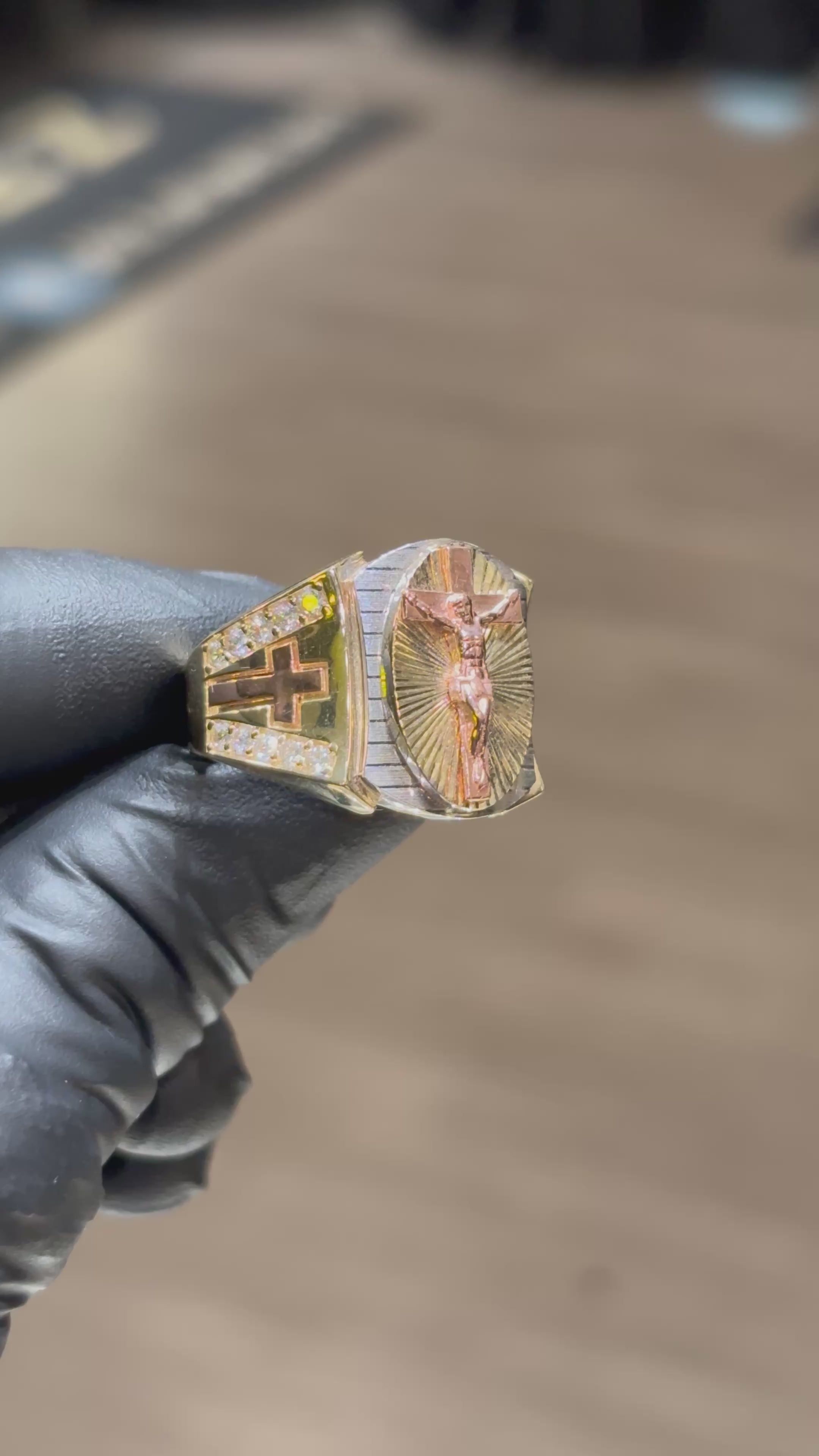 10k Triple-Toned San Judas / Cross Ring