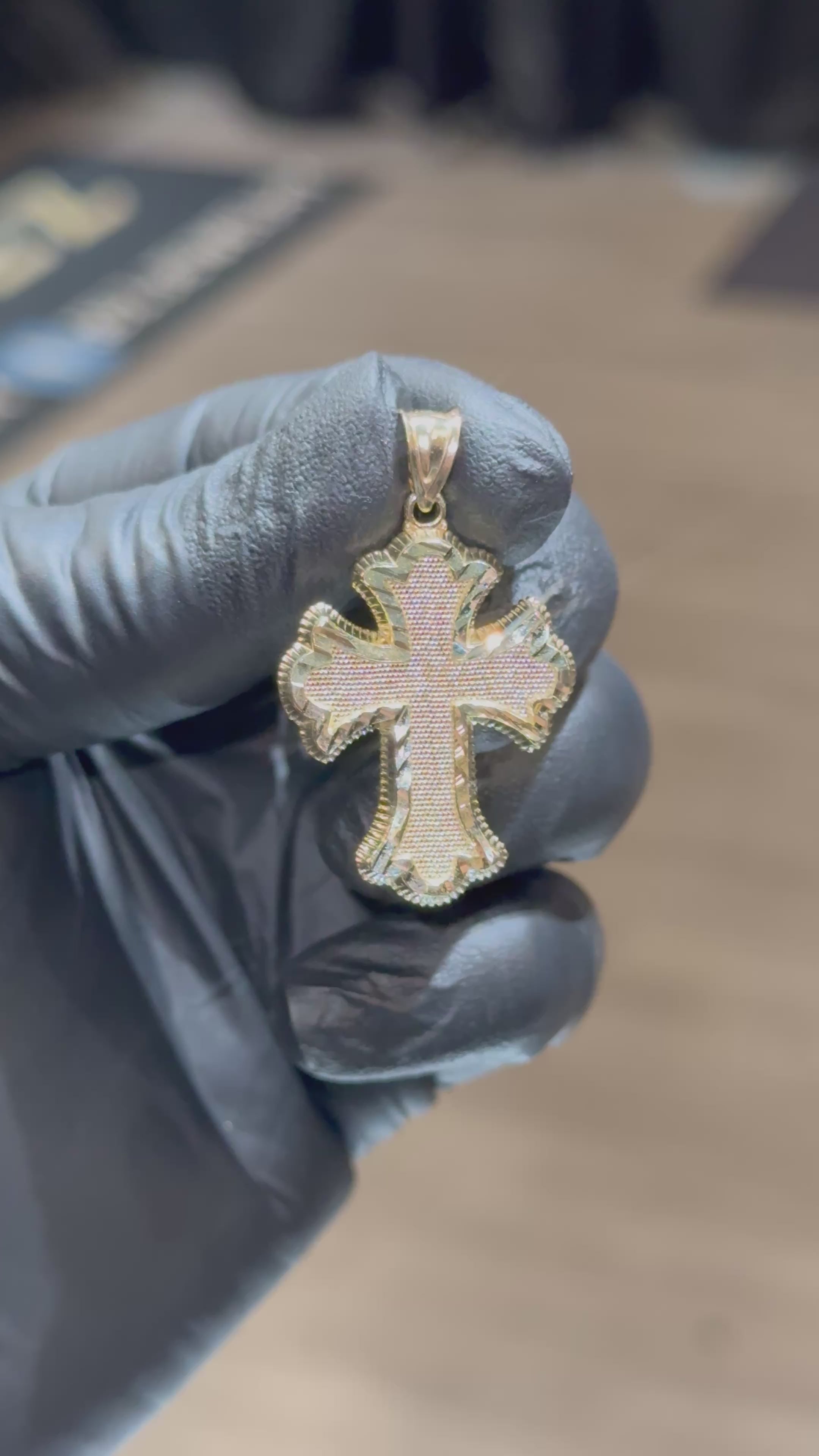 10k Chrome Heart Cross Pendant