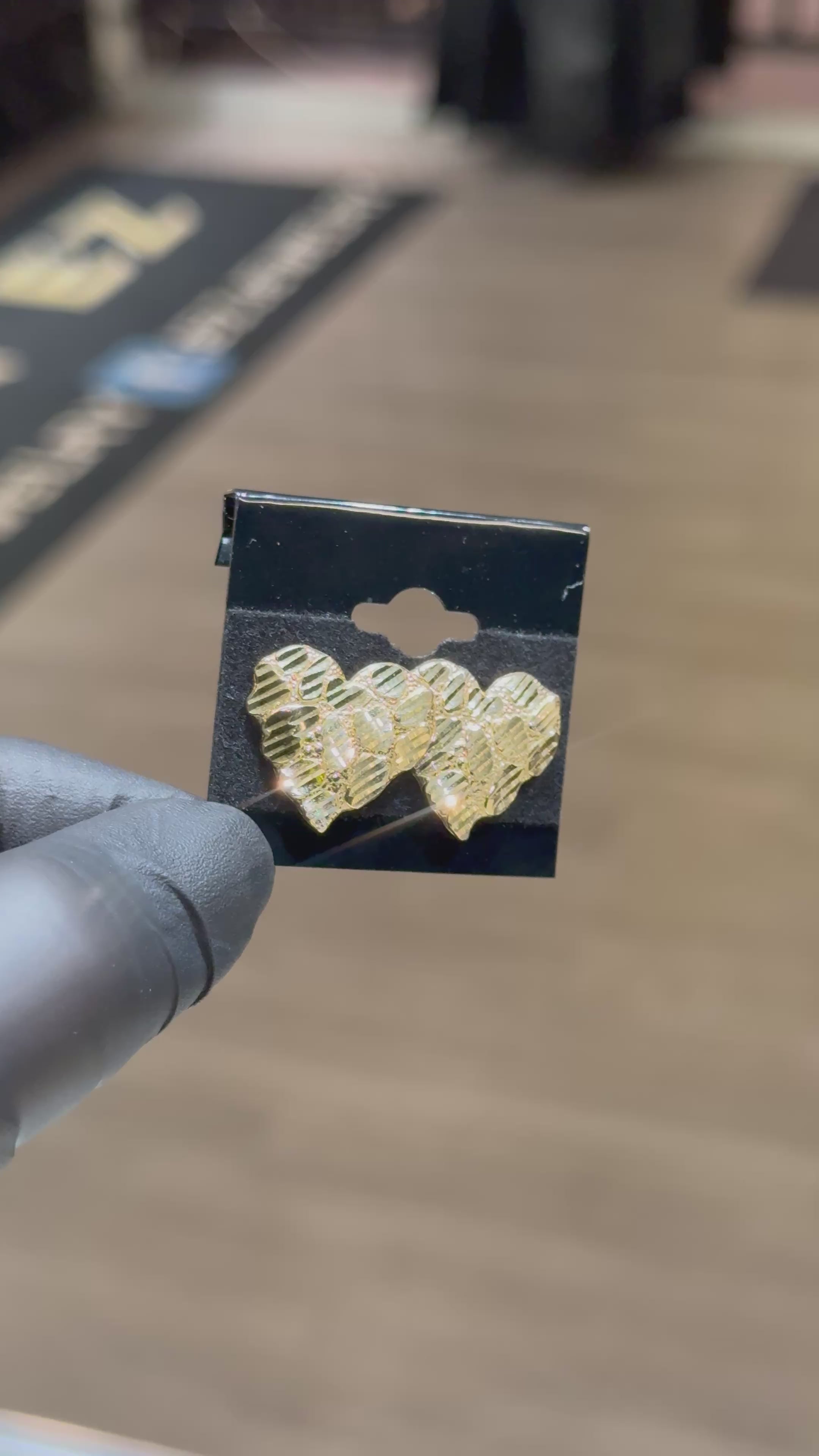 10k Extra-Large Flat Heart Nugget Earrings