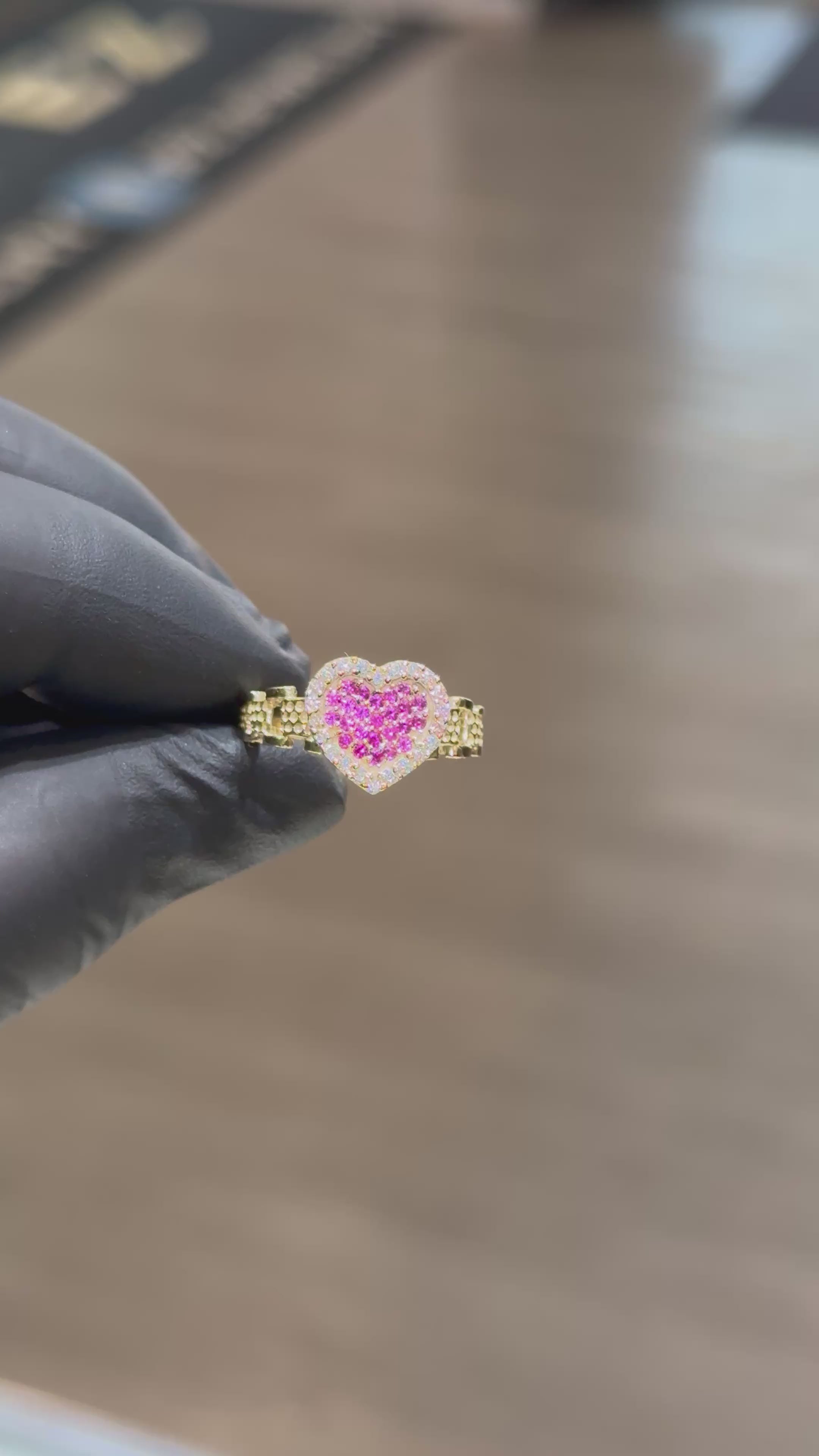 10k Purple Crystal Heart Ring