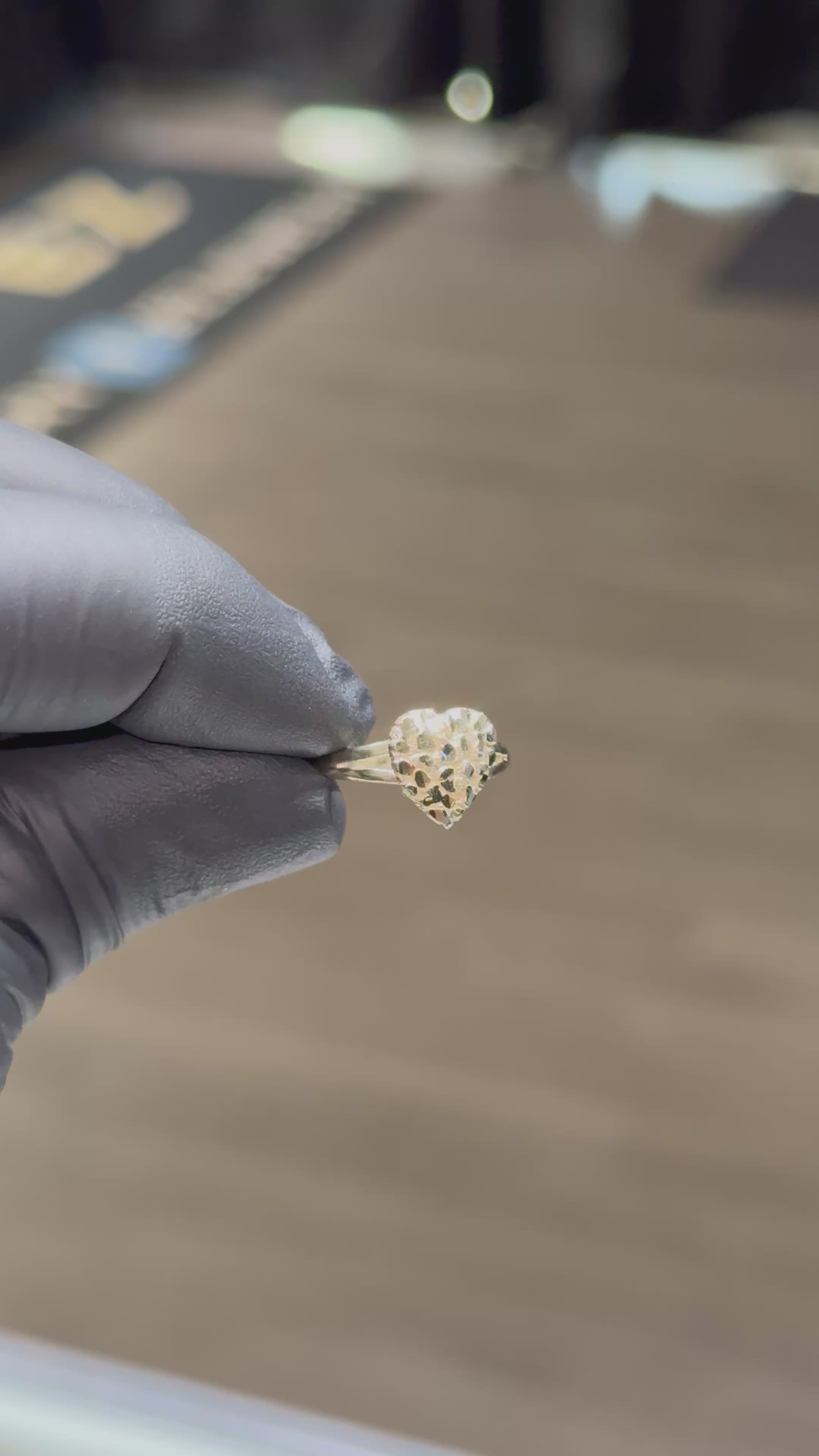 10k Small Bubble Heart Nugget Ring