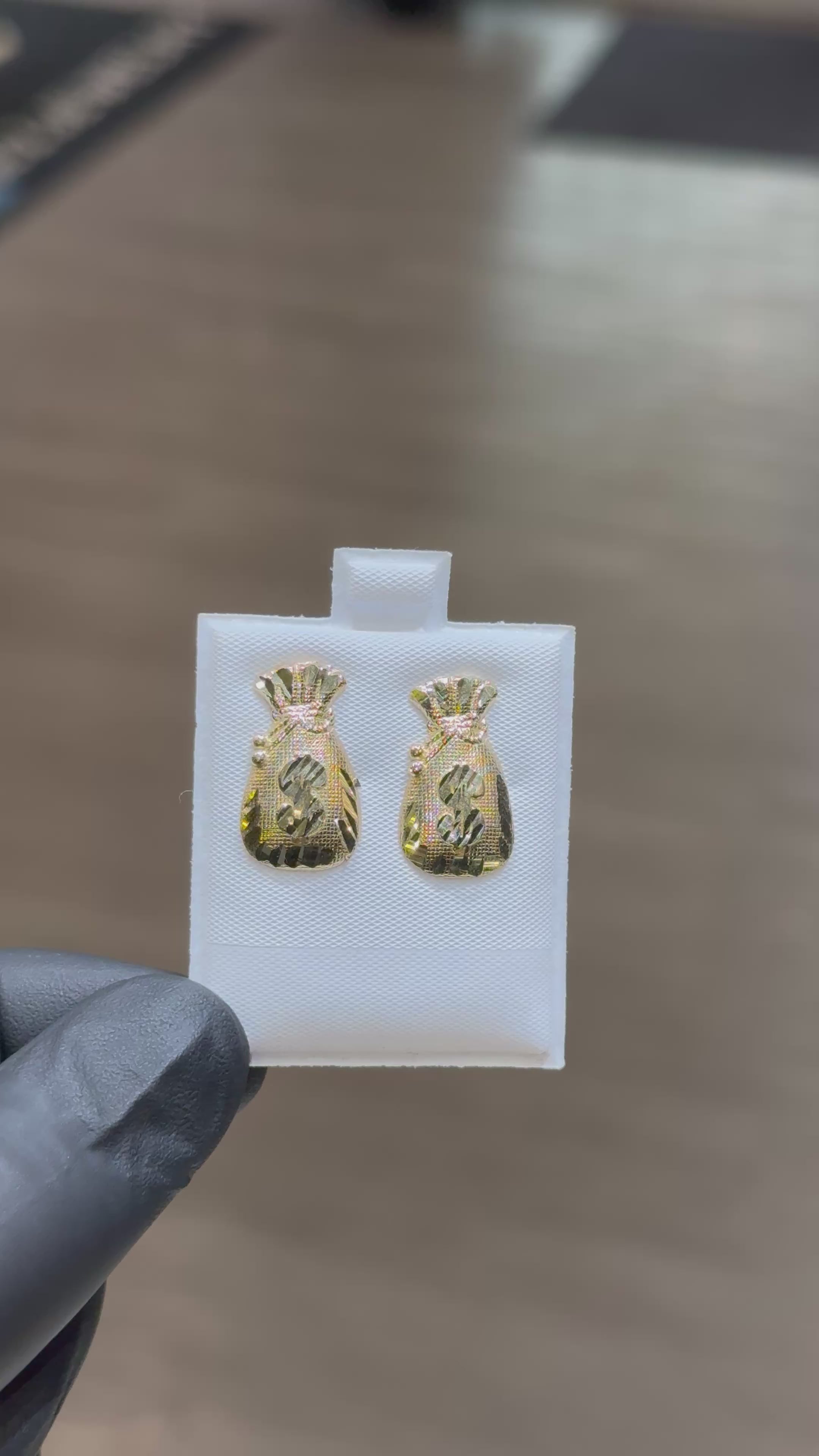 10k Money Bag Earrings