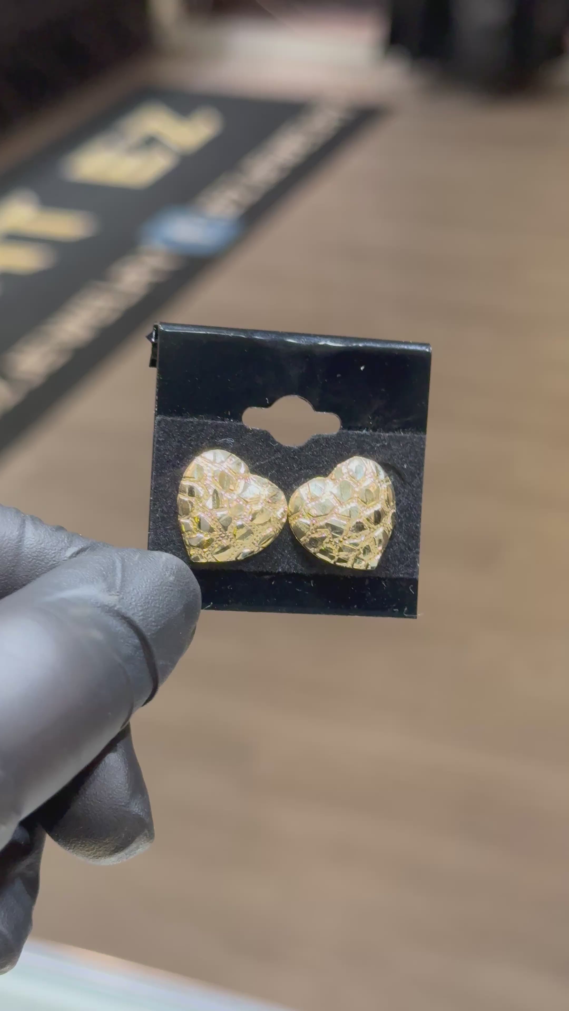 10k Large Bubble Heart Nugget Earrings