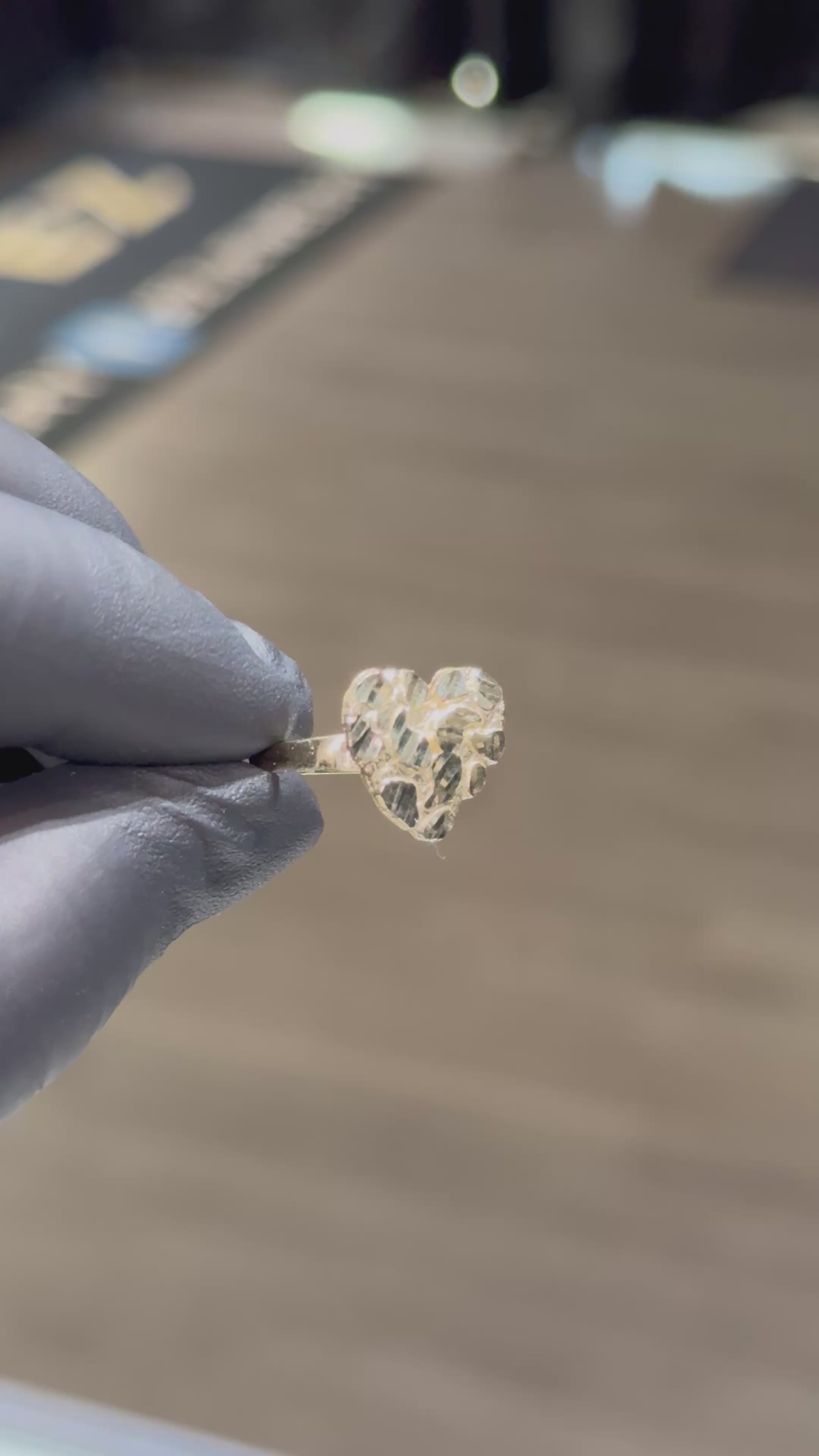 10k Large Heart Nugget Ring
