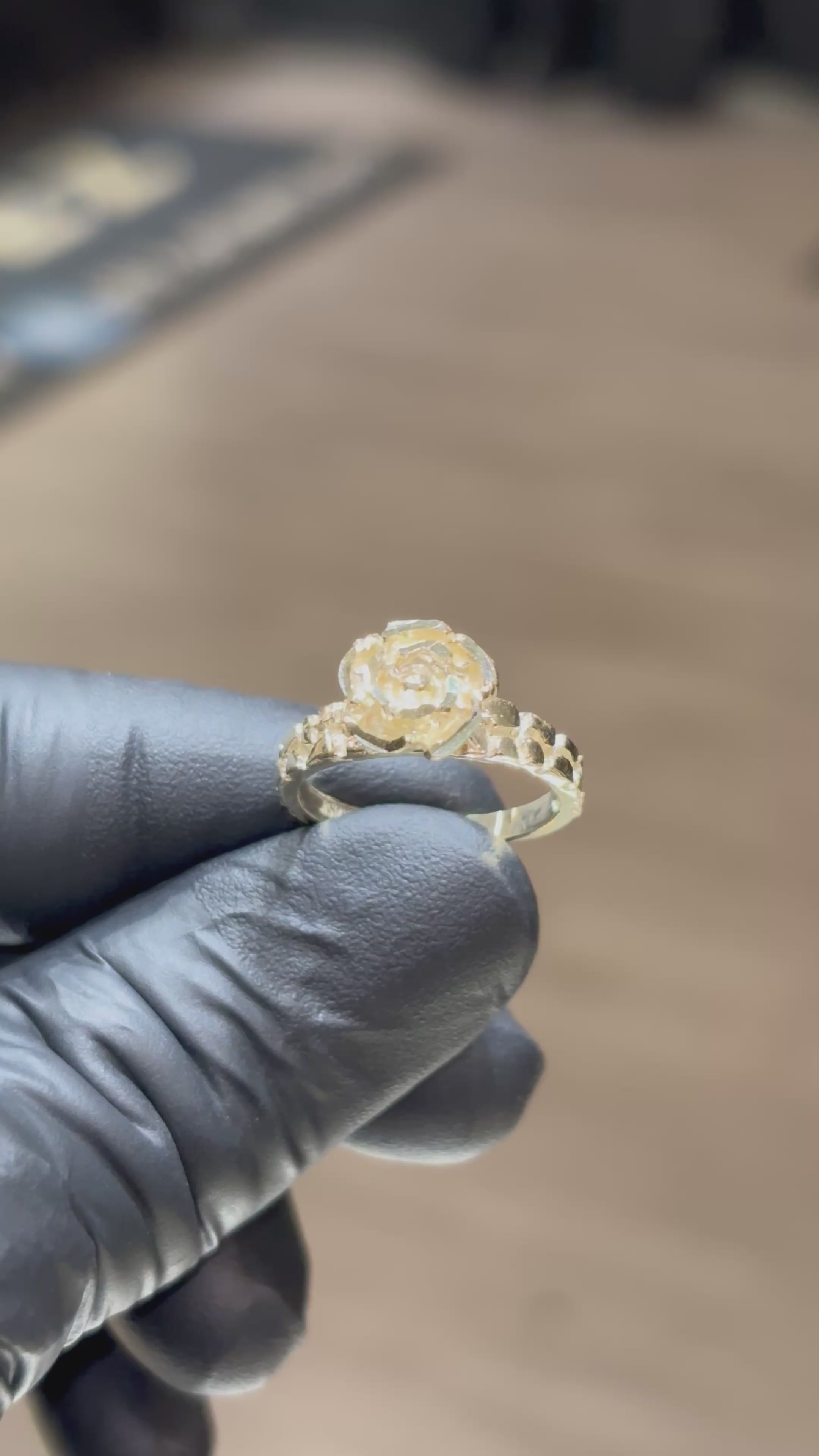 10k Nugget Rose Ring