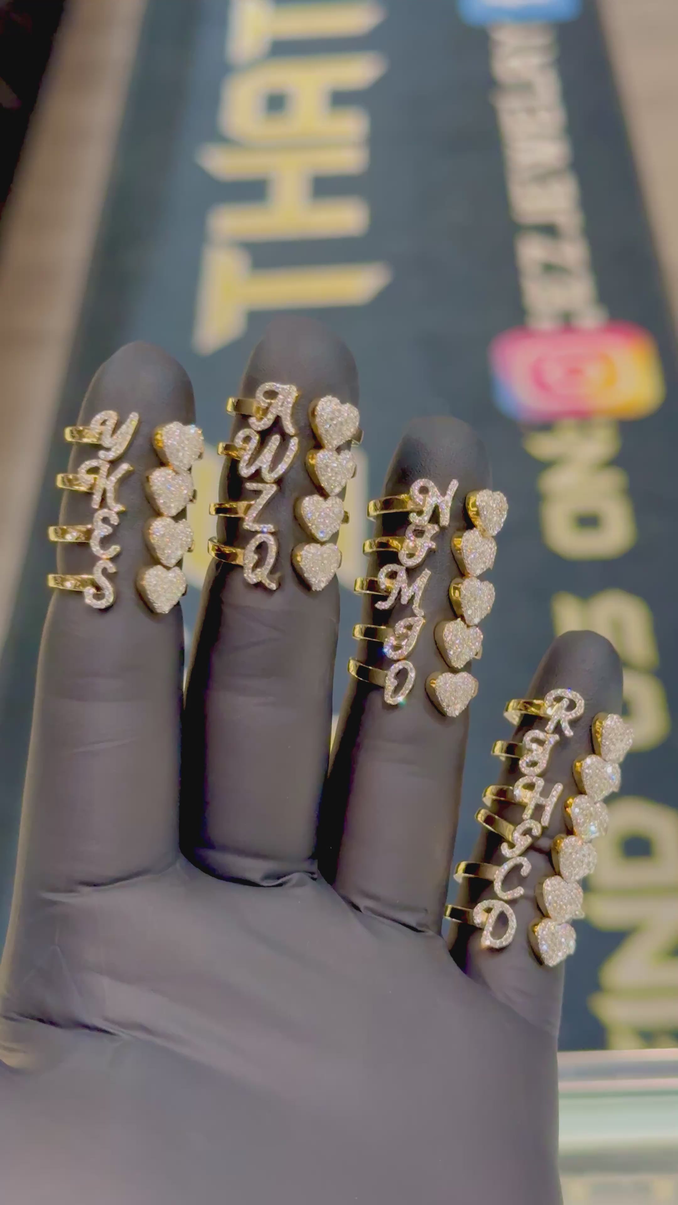 Load video: 10k Diamond Heart Initial Ring