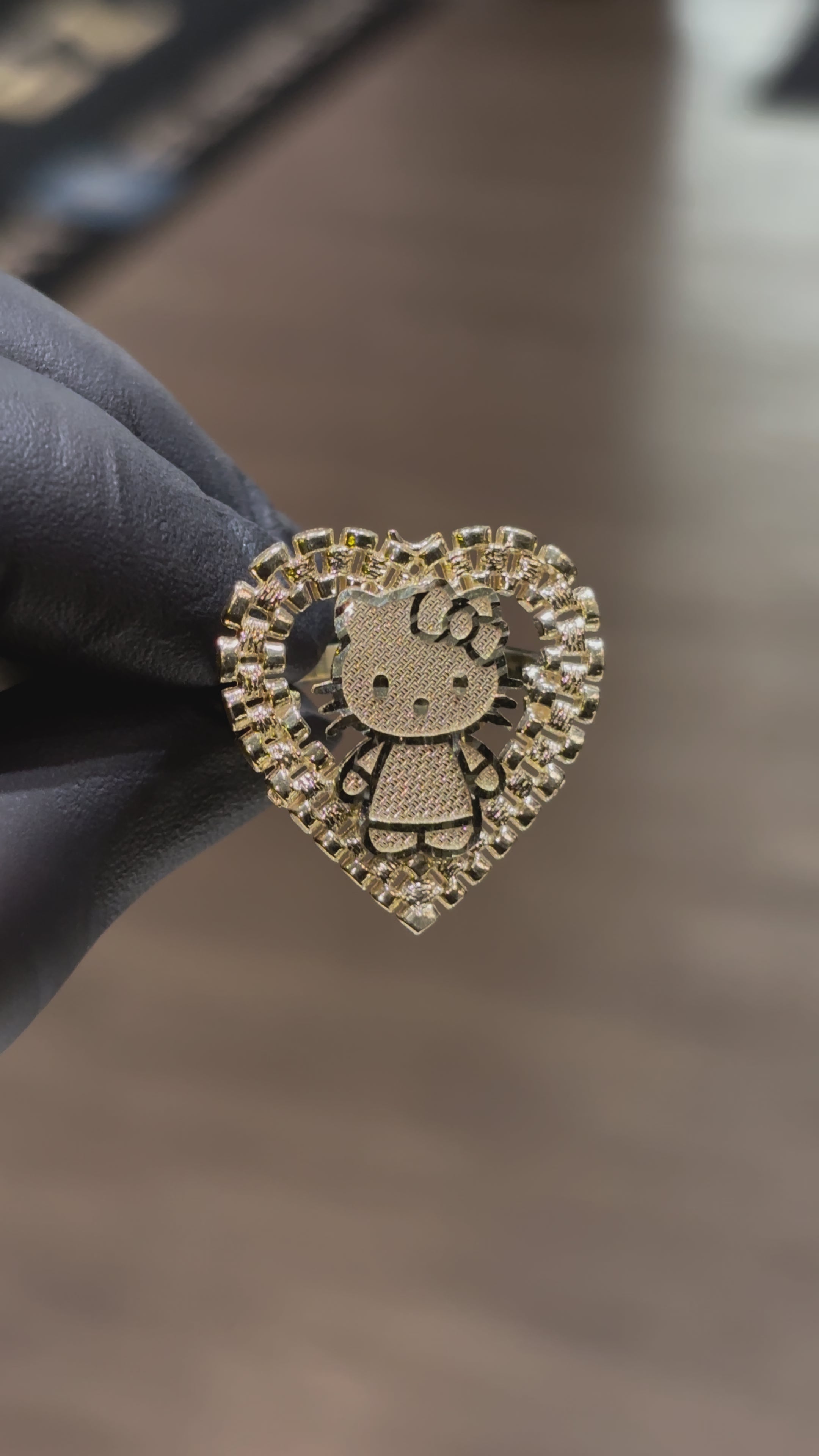 10k Large Rolex Hello Kitty Ring