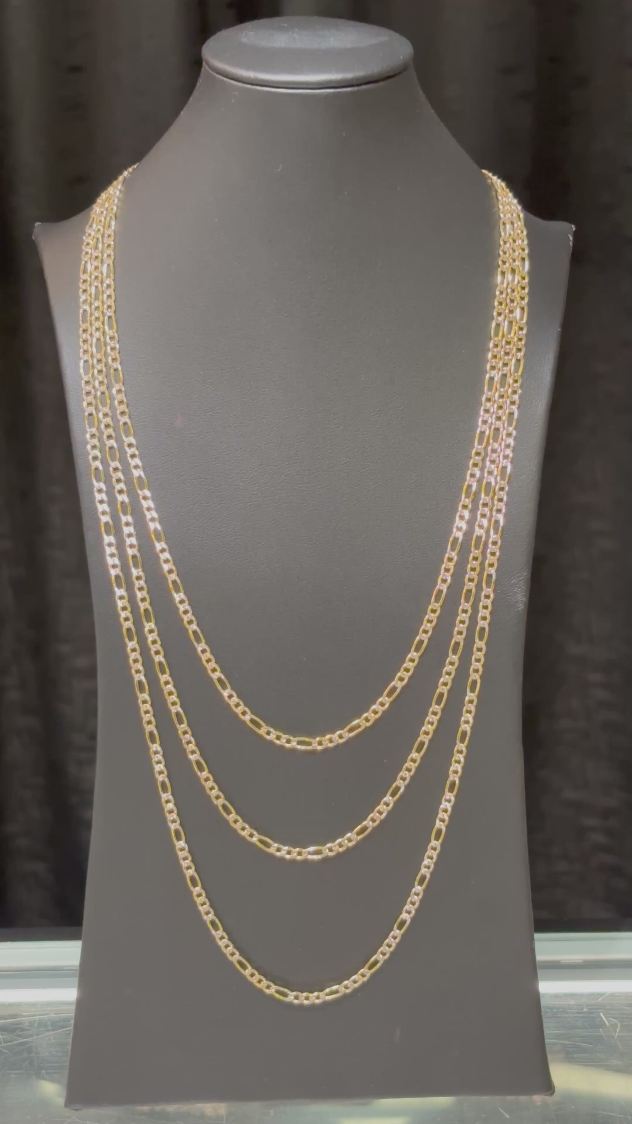 10k 3.3mm Pave Figaro Chain