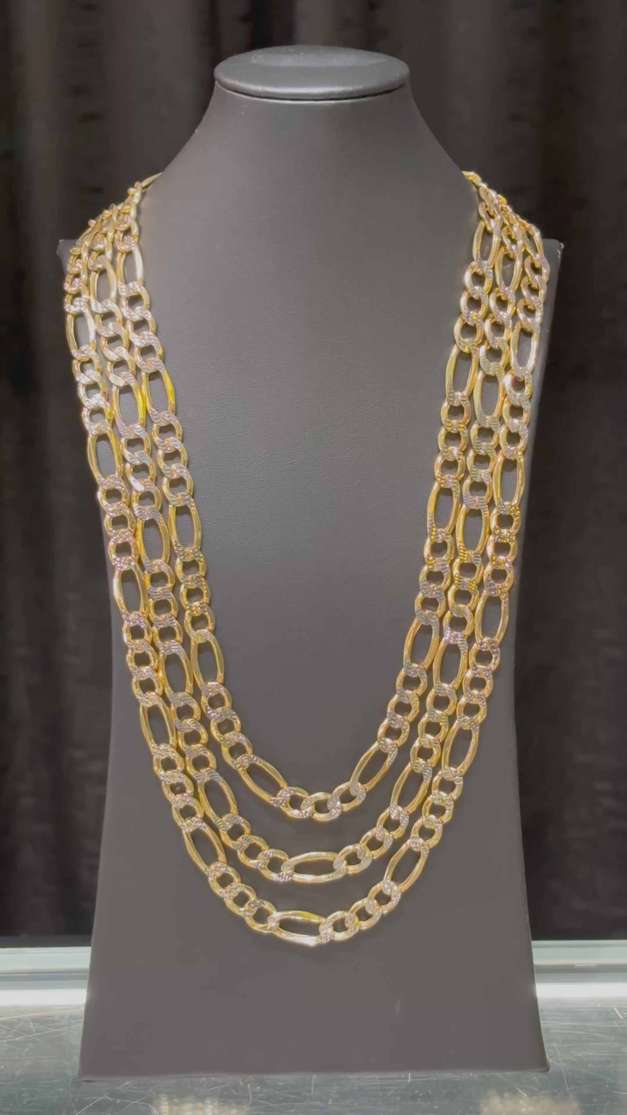 10k 8.5mm Pave Figaro Chain