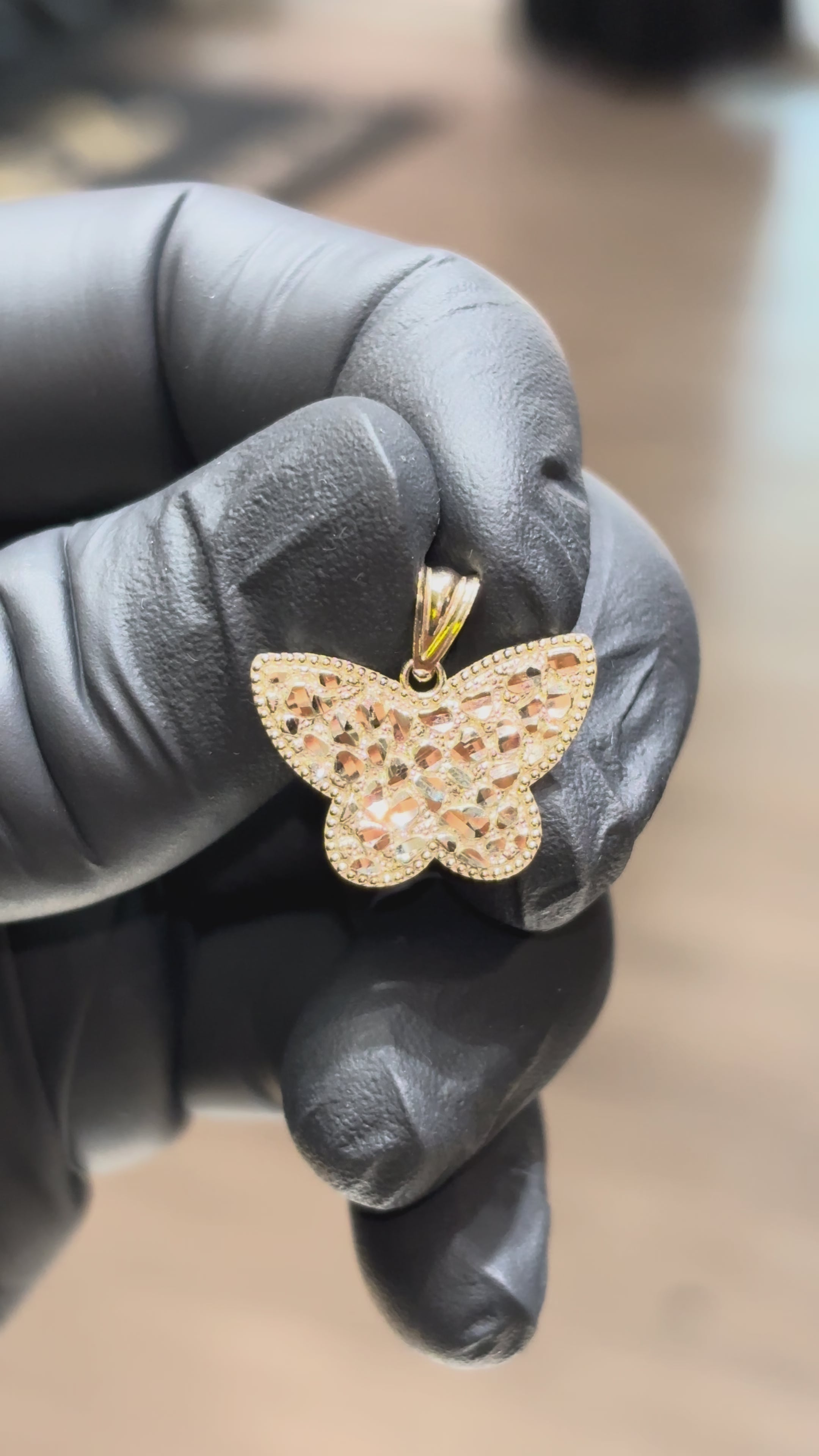 10k Nugget Butterfly Pendant
