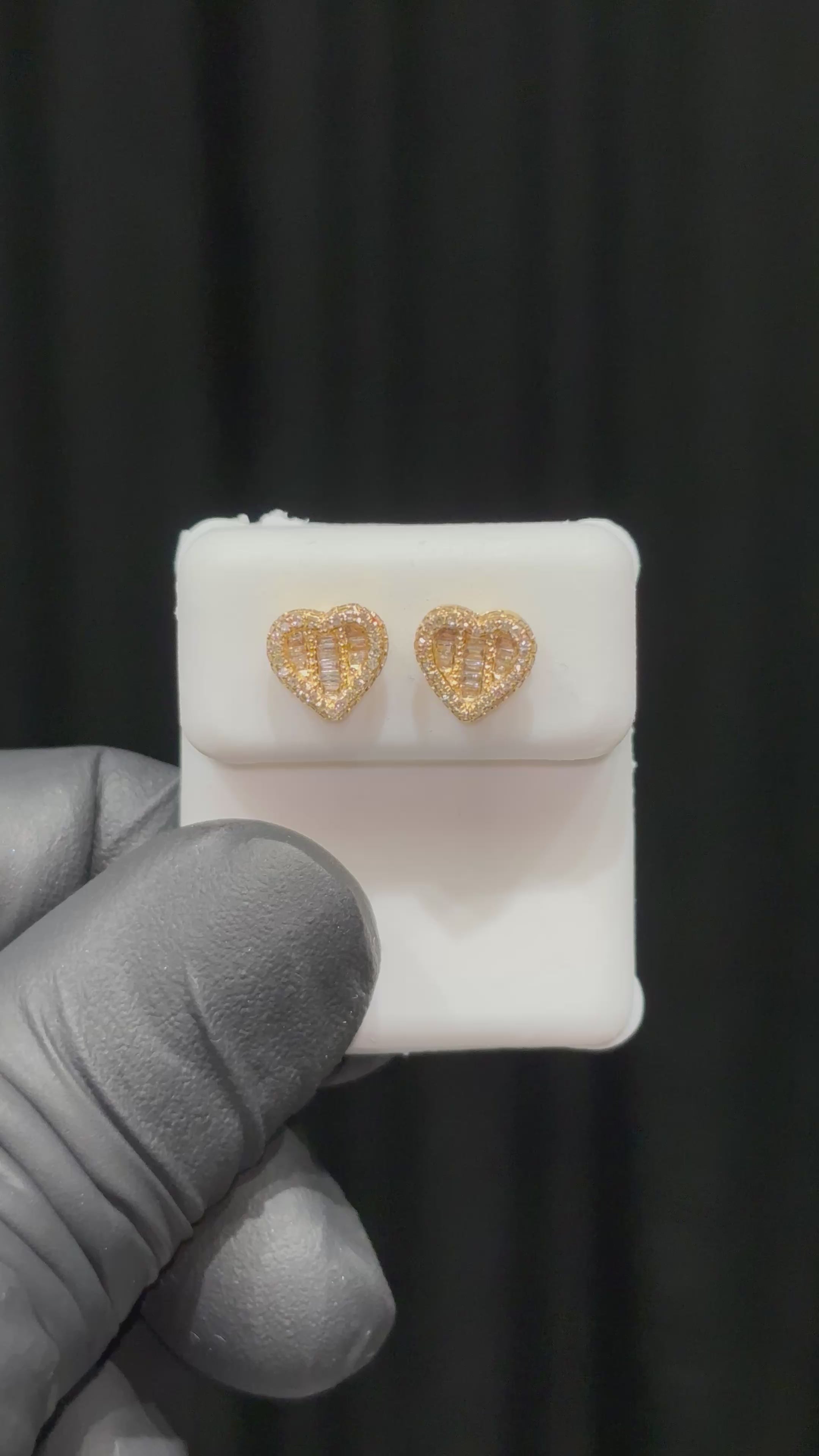 Small Two Layer Invisible Diamond Set Earrings