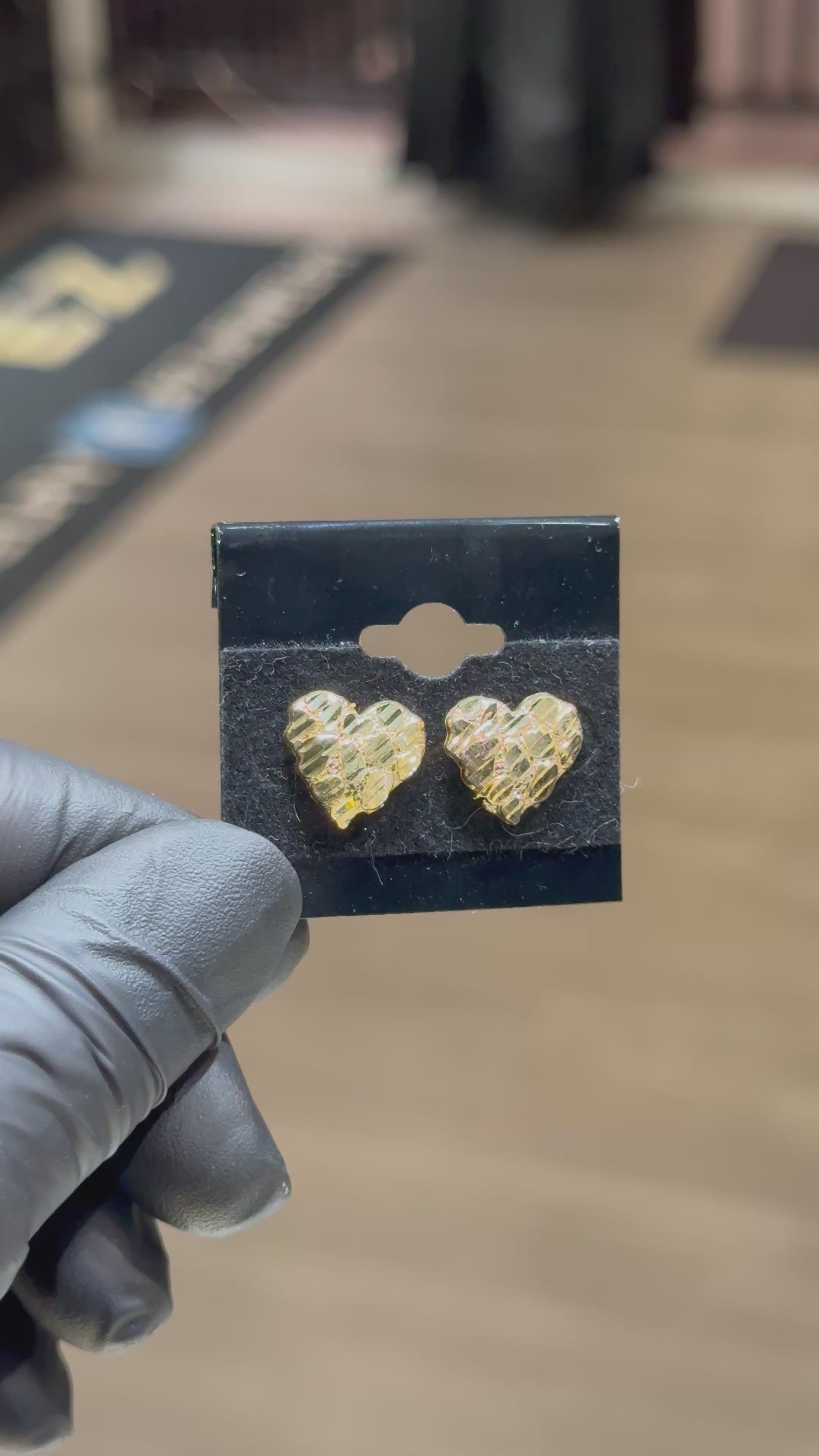 10k Medium Flat Heart Nugget Earrings