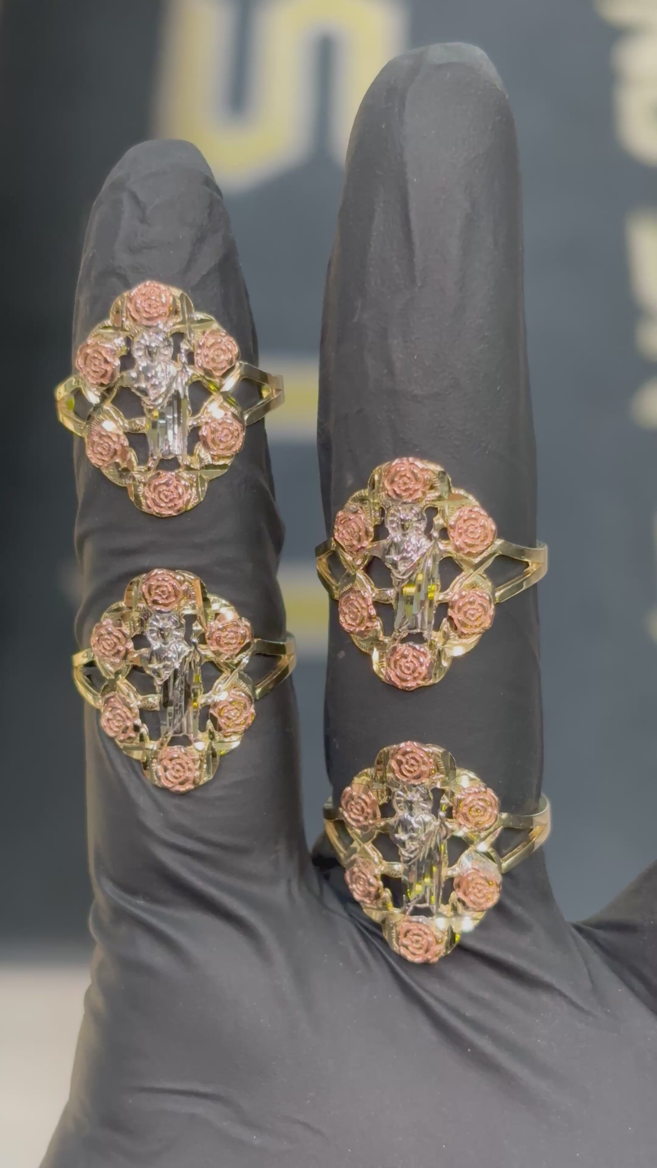 10k Rose Border San Judas Ring