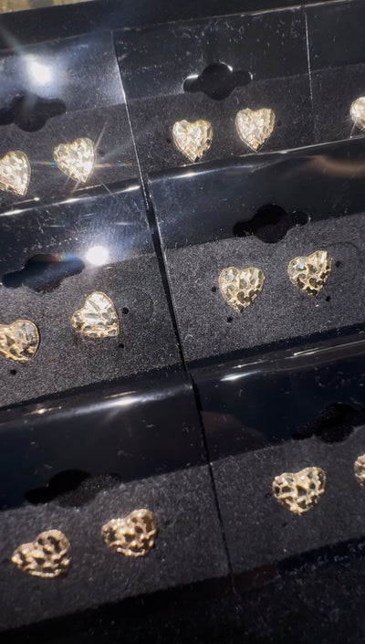 10k Mini Bubble Heart Nugget Earrings