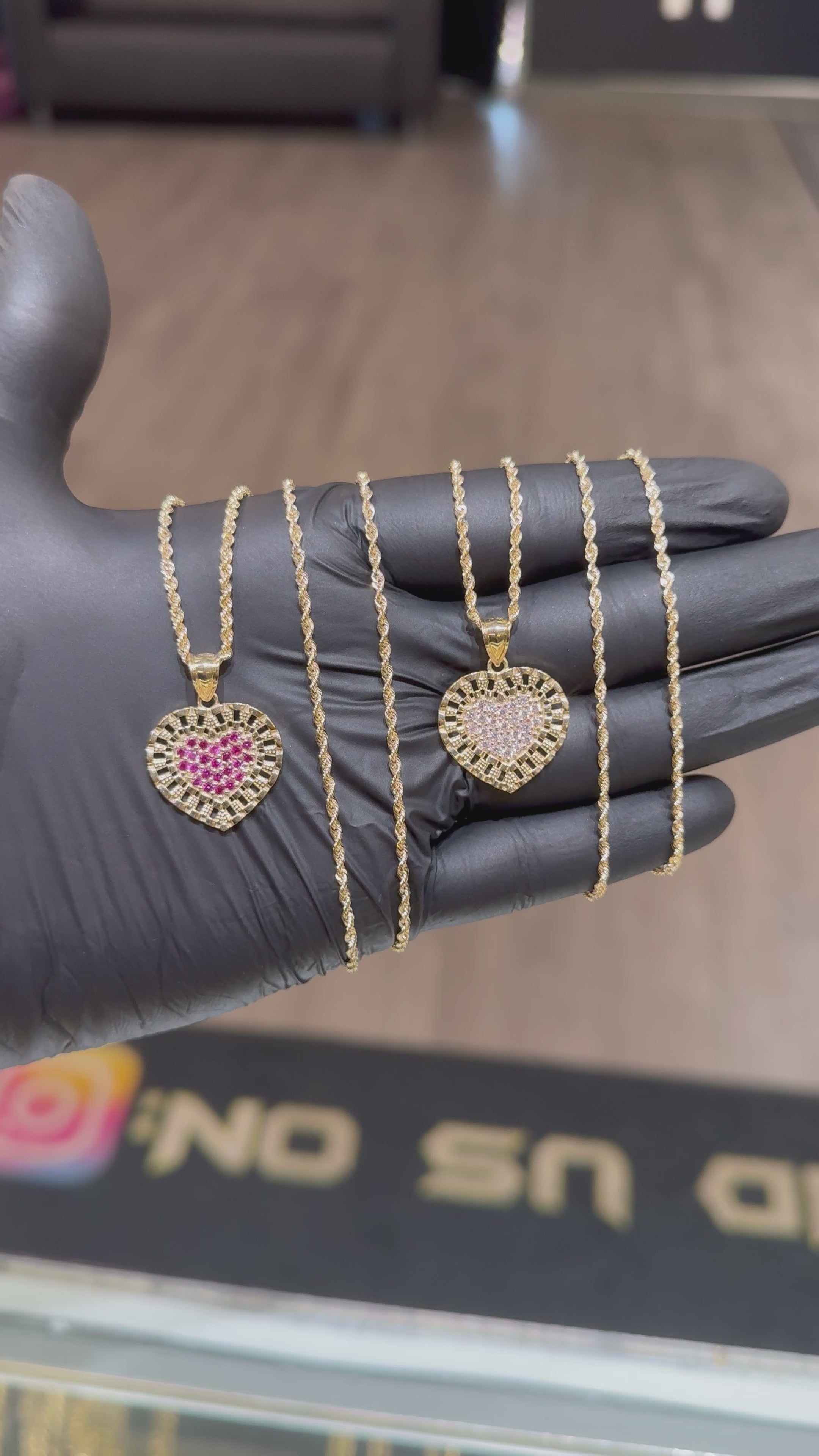 10k Rolex Crystal Heart Chain Set