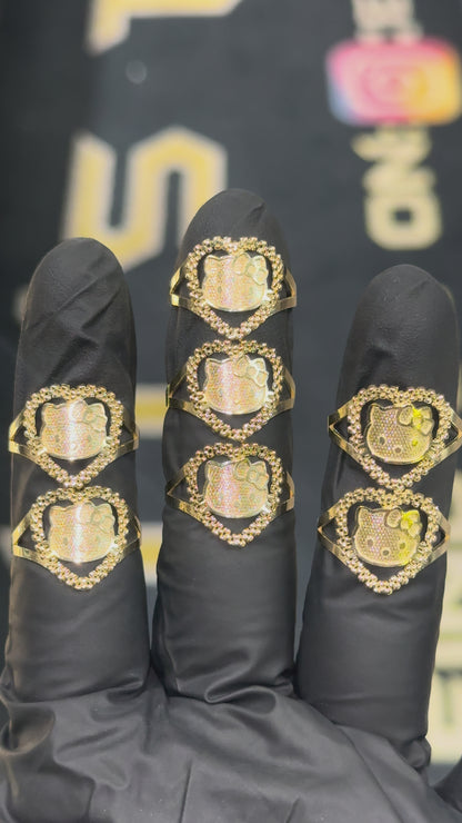 10k Medium Rolex Heart Hello Kitty Ring