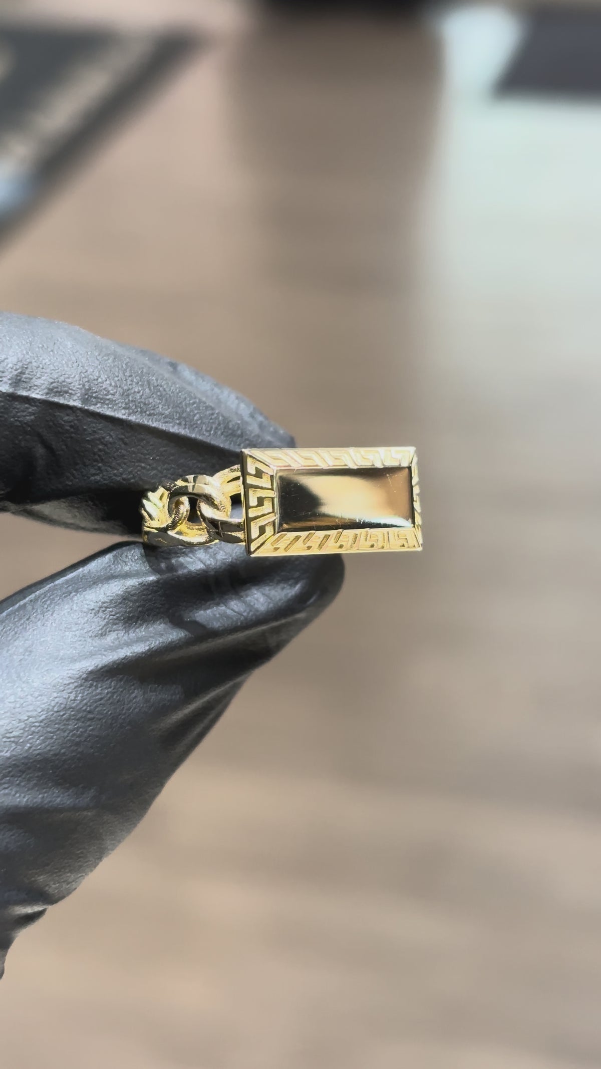 10k Greek Chino Link Ring