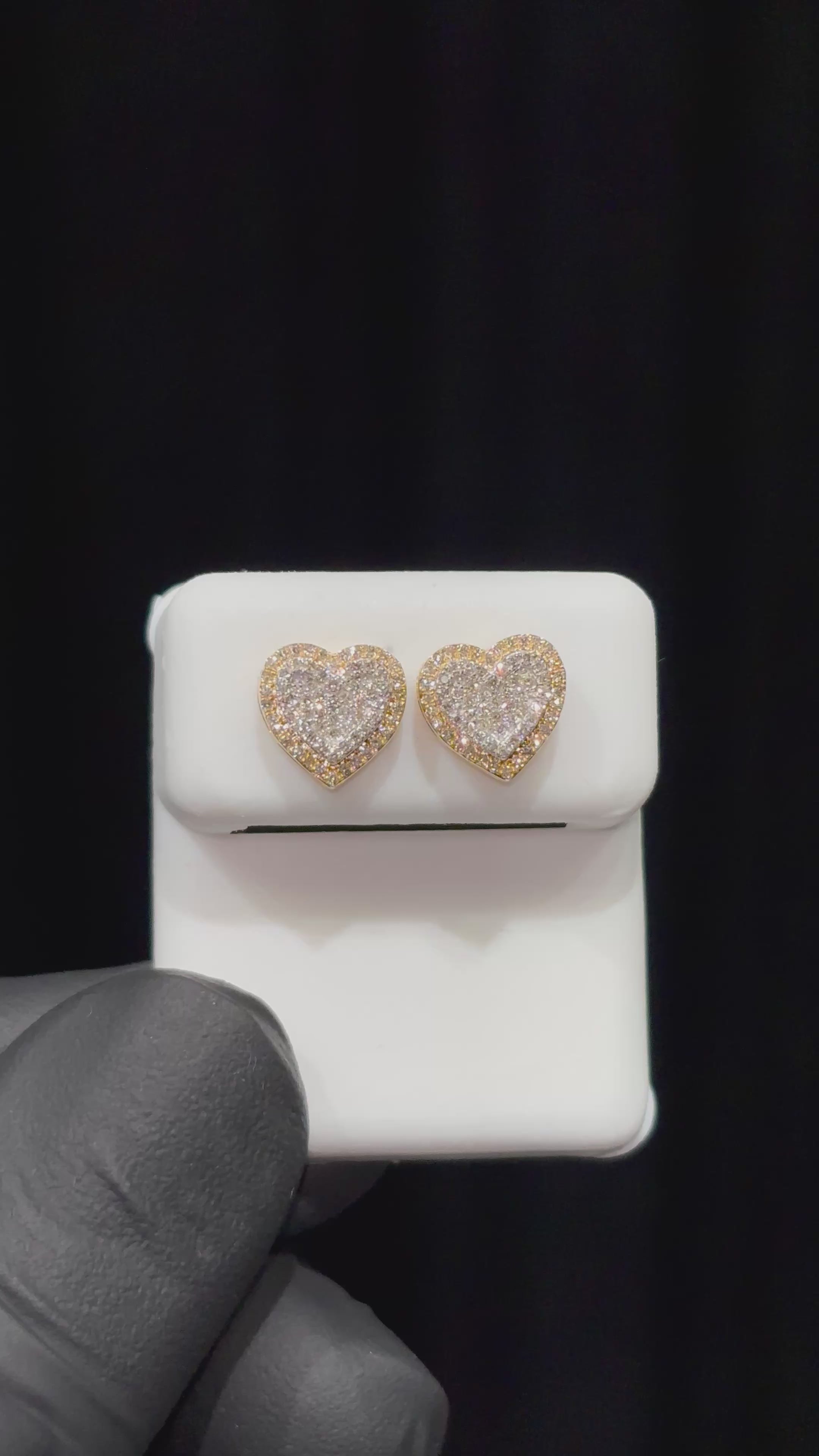 Load video: Small Double Layer Two Tone Diamond Earrings