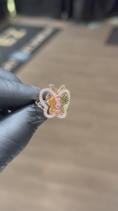 10k Medium Crystal Butterfly Virgin Mary Ring