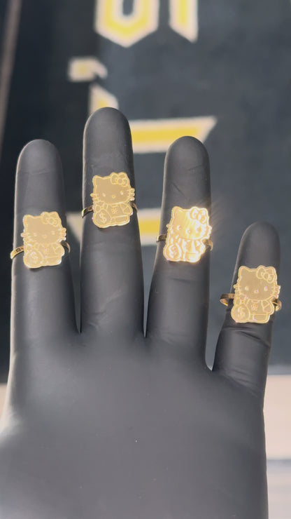 10k Hello Kitty with Money Bag Ring