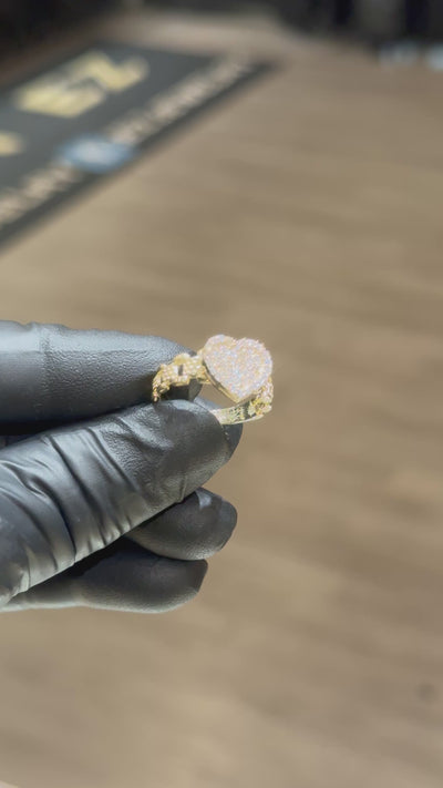10k White/Light/Dark Pink Crystal Rolex Heart Ring