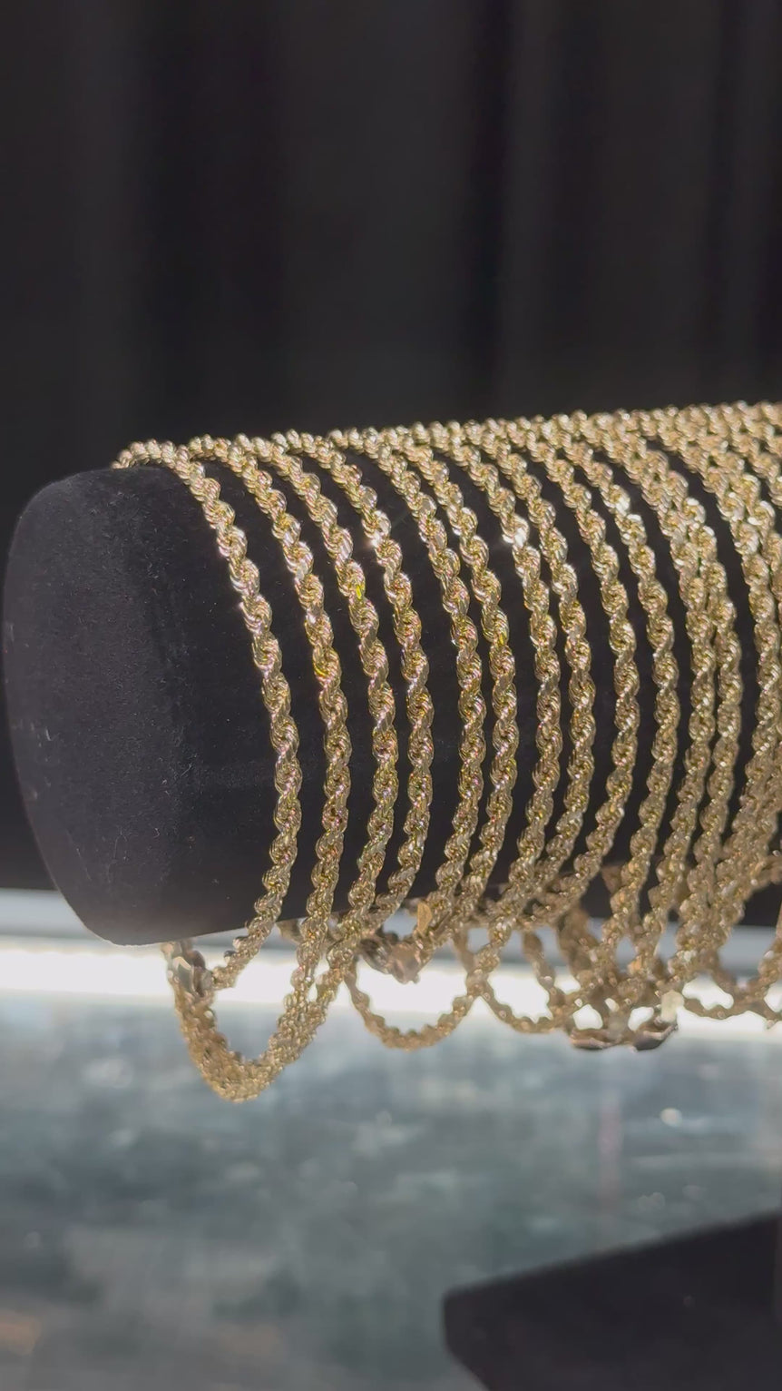 10k 2.5mm Diamond Cut Rope Bracelet