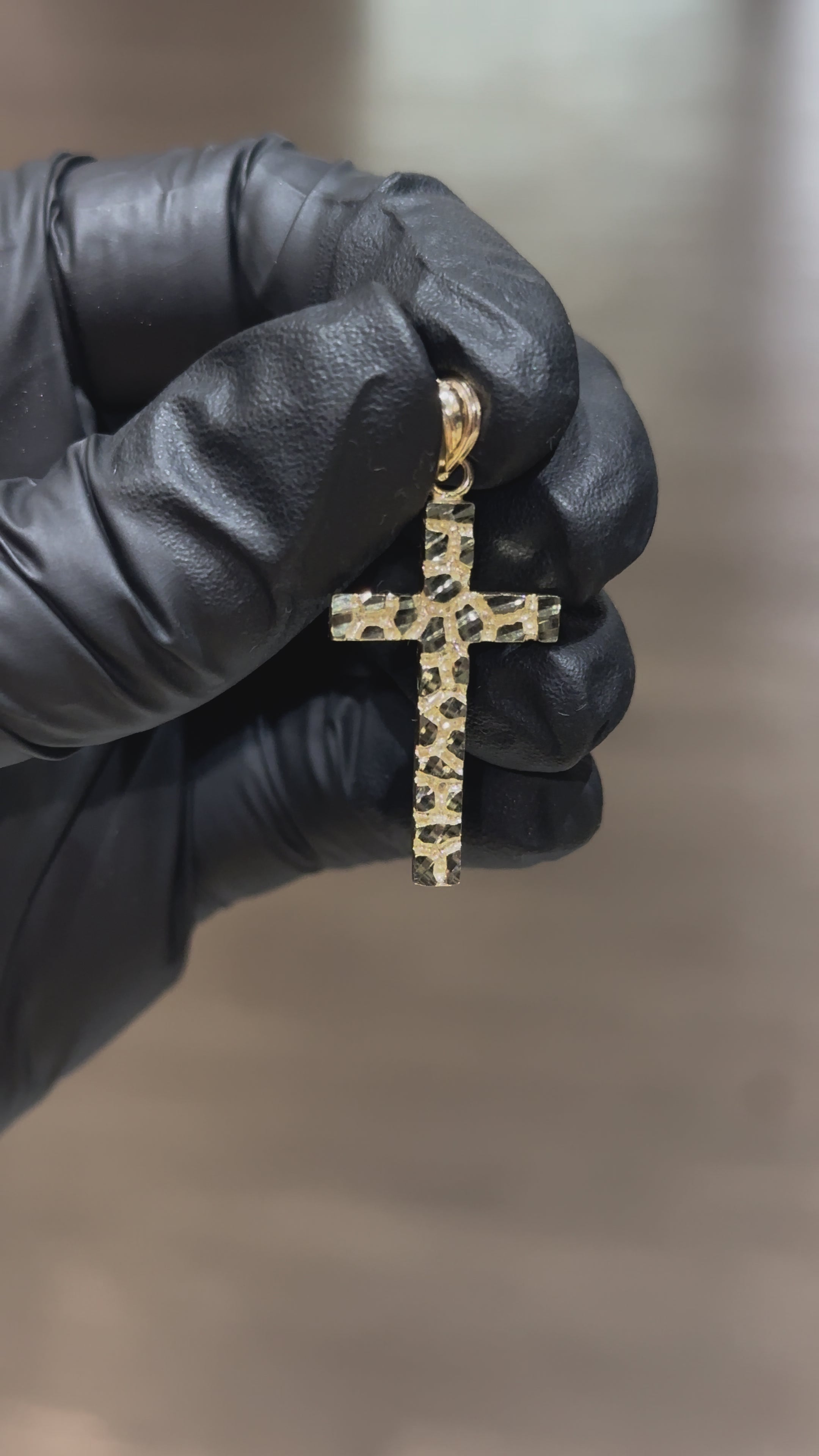 Load video: 10k Nugget Cross Pendant