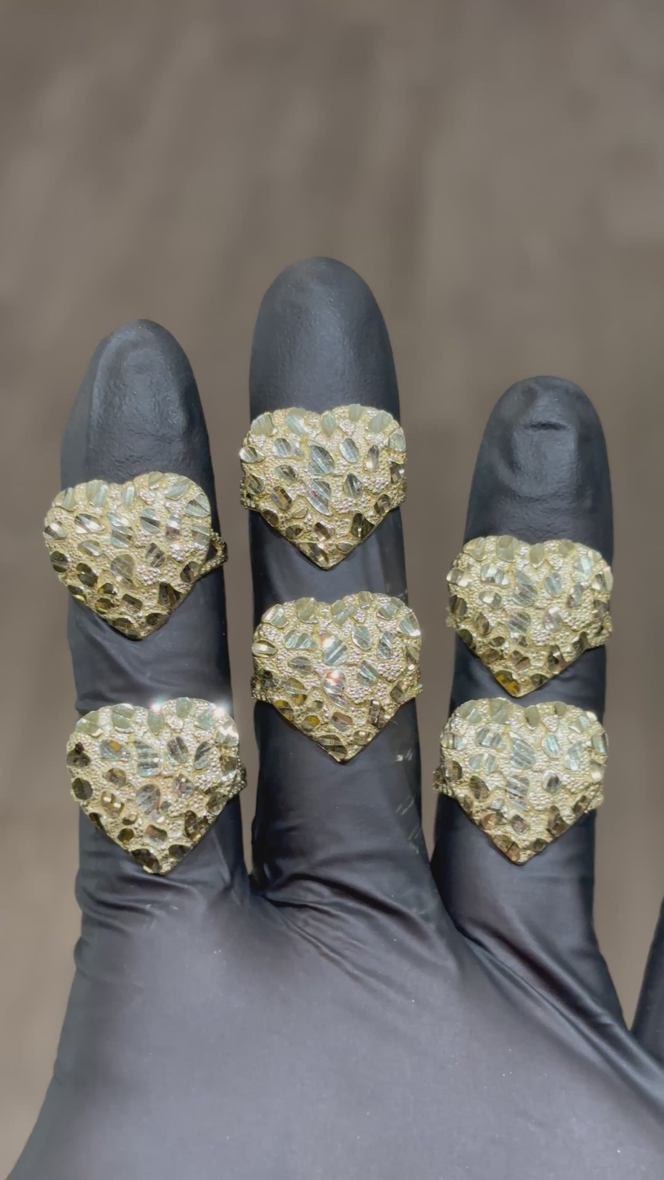 Load video: 10k XL Bubble Heart Nugget Ring