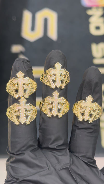 10k Triple French Cross Ring