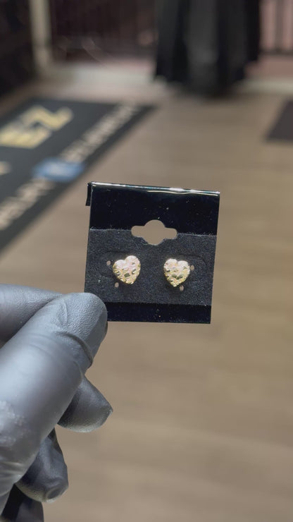 10k Mini Bubble Heart Nugget Earrings